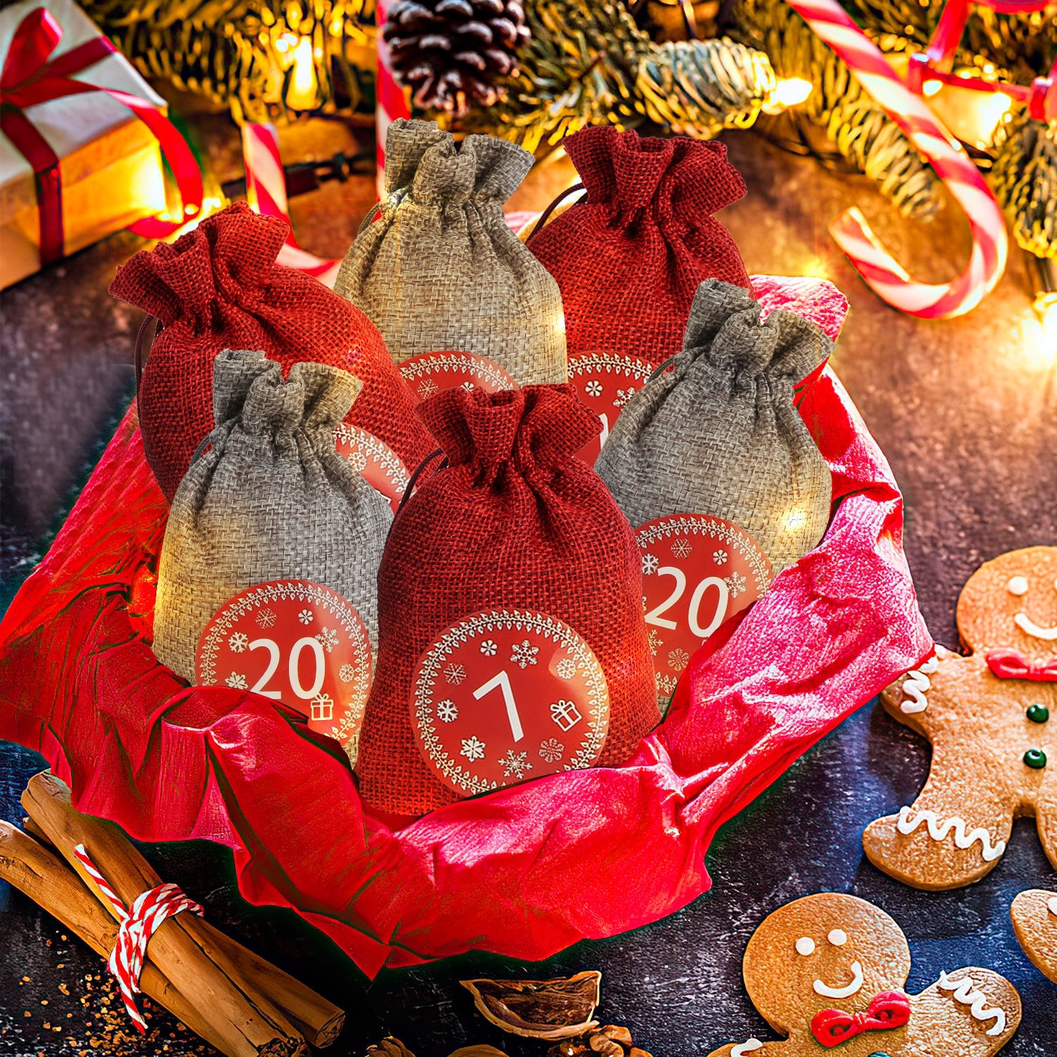 Cosmo Go Adventskalender DIY Jutesäckchen 24 Stück
