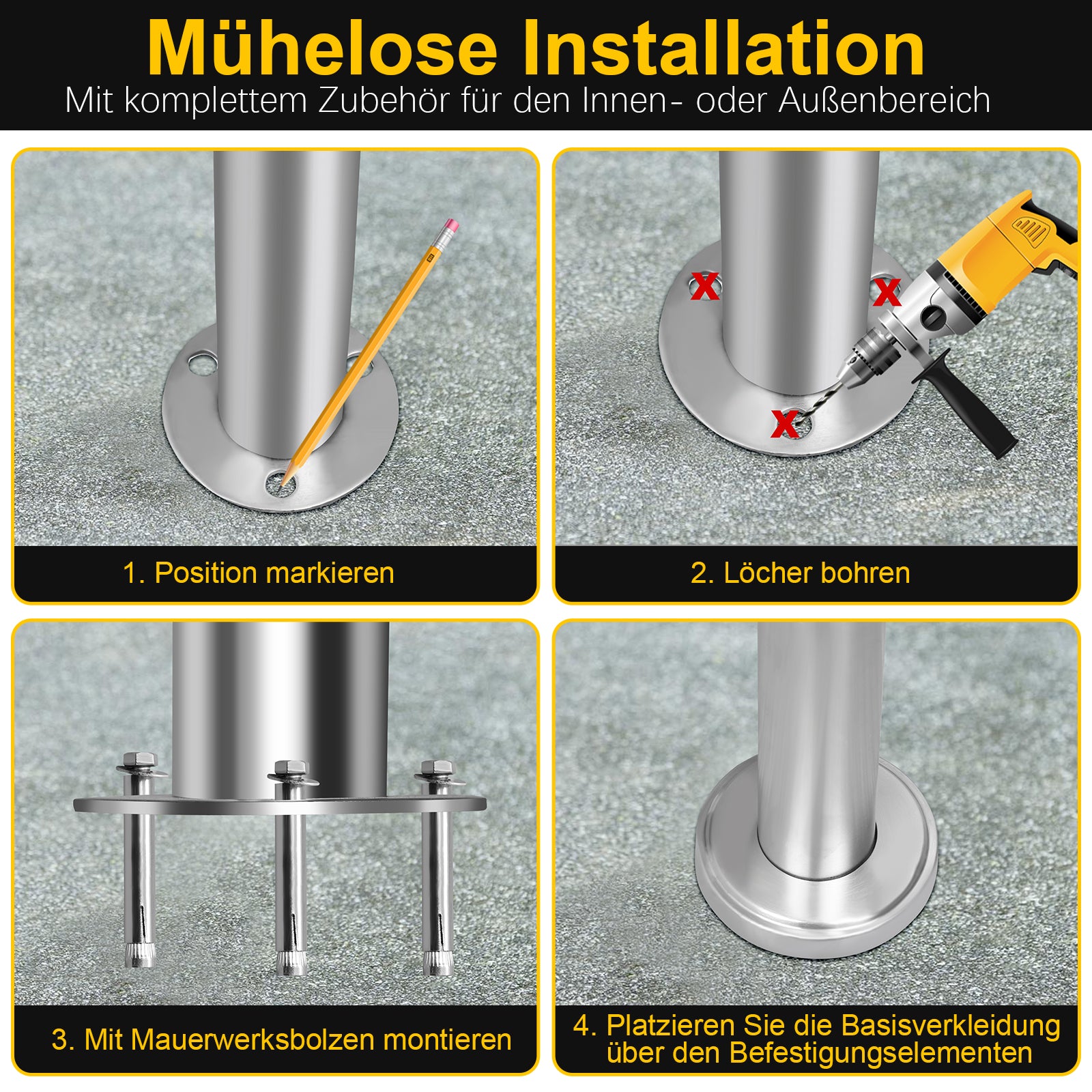 Cosmo Go Eingangsgeländer Edelstahl 80-180cm