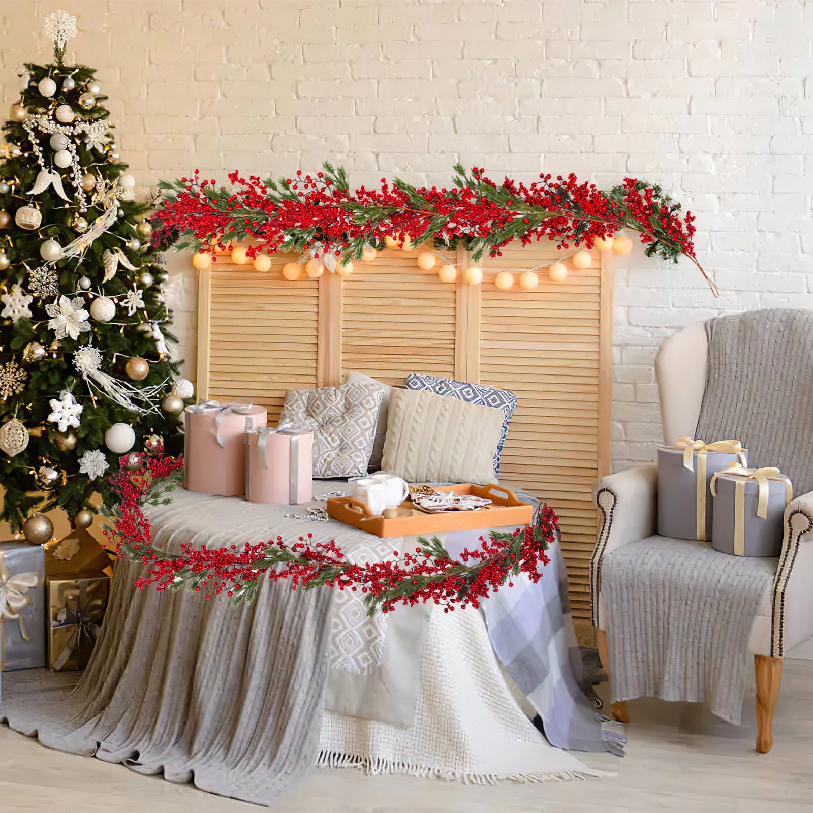 Cosmo Go 180 cm Weihnachten Girlande mit roten Beeren