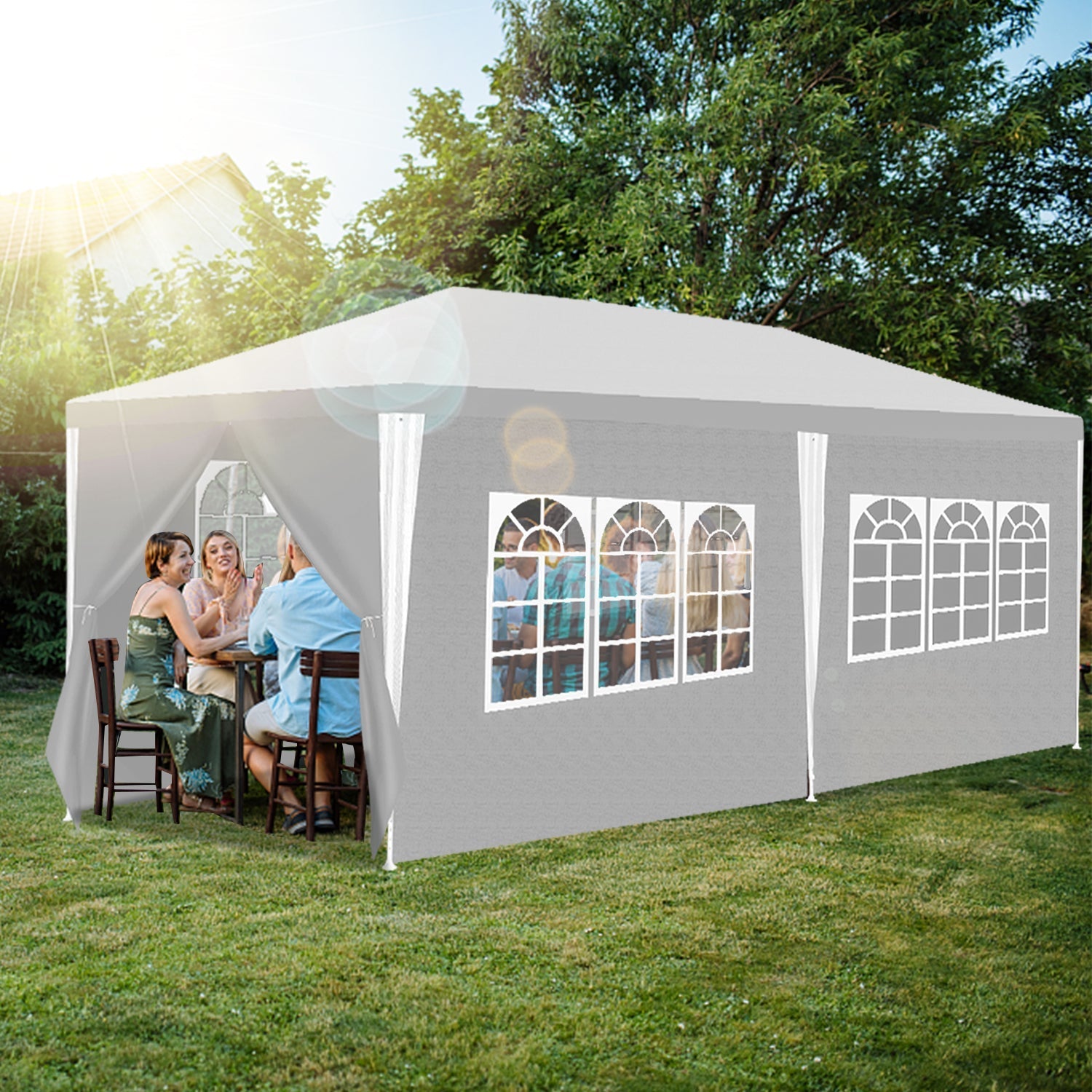 Cosmo Go Pavillon 3x6m Partyzelt Wasserdicht mit Seitenteilen
