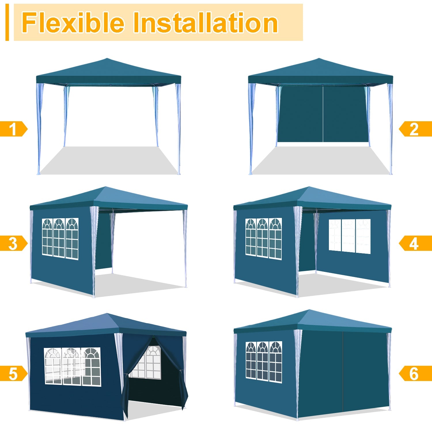Cosmo Go Pavillon 3x3m Partyzelt Wasserdicht mit Seitenteilen