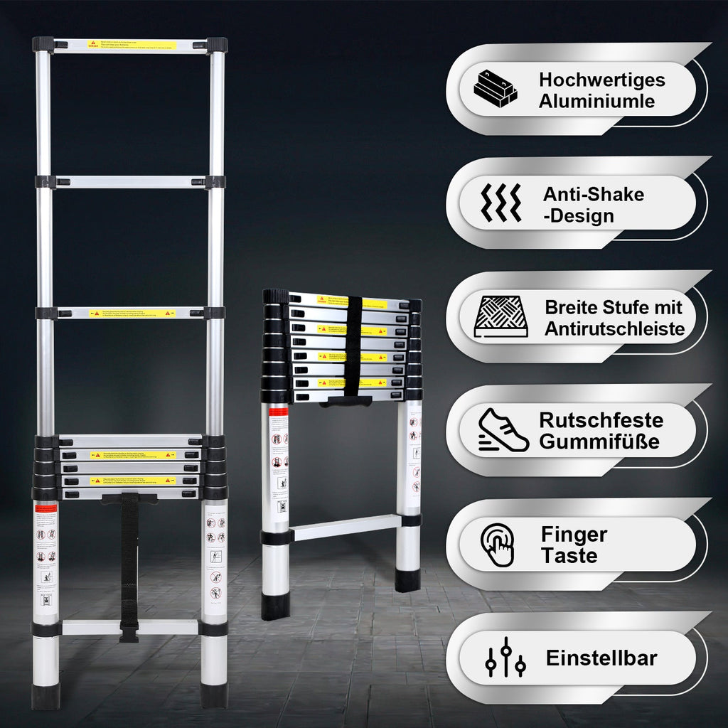 Cosmo Go Teleskopleiter Aluminium Belastbarkeit bis zu 150kg 2.6m-5m