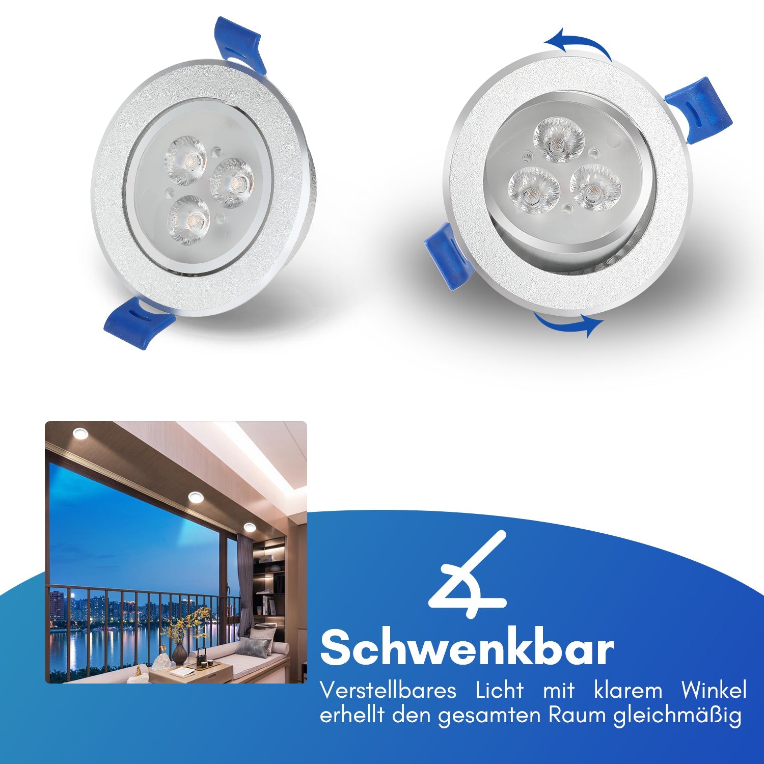 Cosmo Go LED Einbaustrahler 20x 3W Kaltweiß/Warmweiß Extra flach
