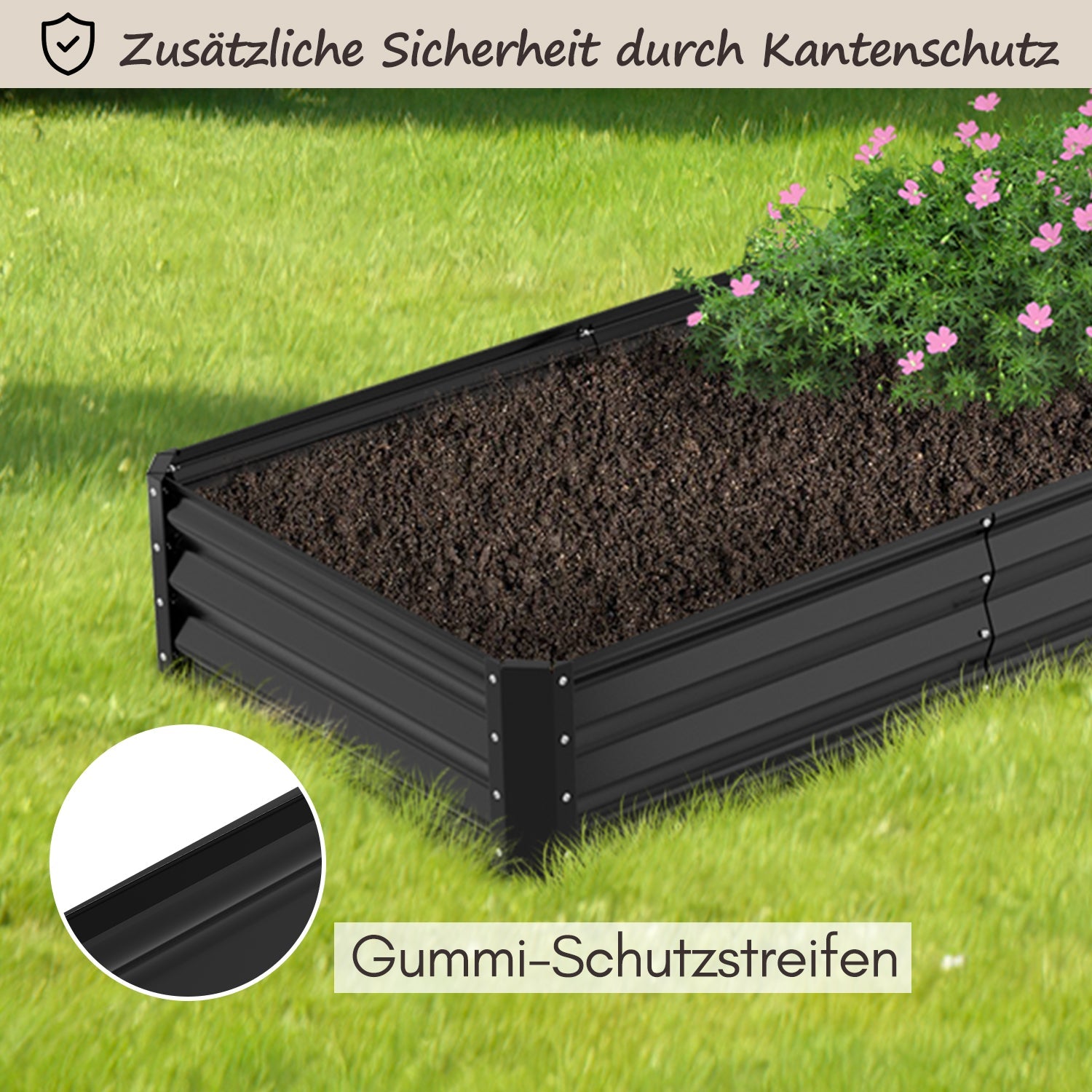 Cosmo Go Metall Hochbeete Hochbeete-Kit mit Stützstangen für Garten