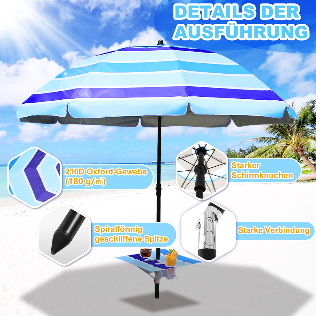 Cosmo Go Strandschirm Sonnenschirm Ø 213cm mit Tisch