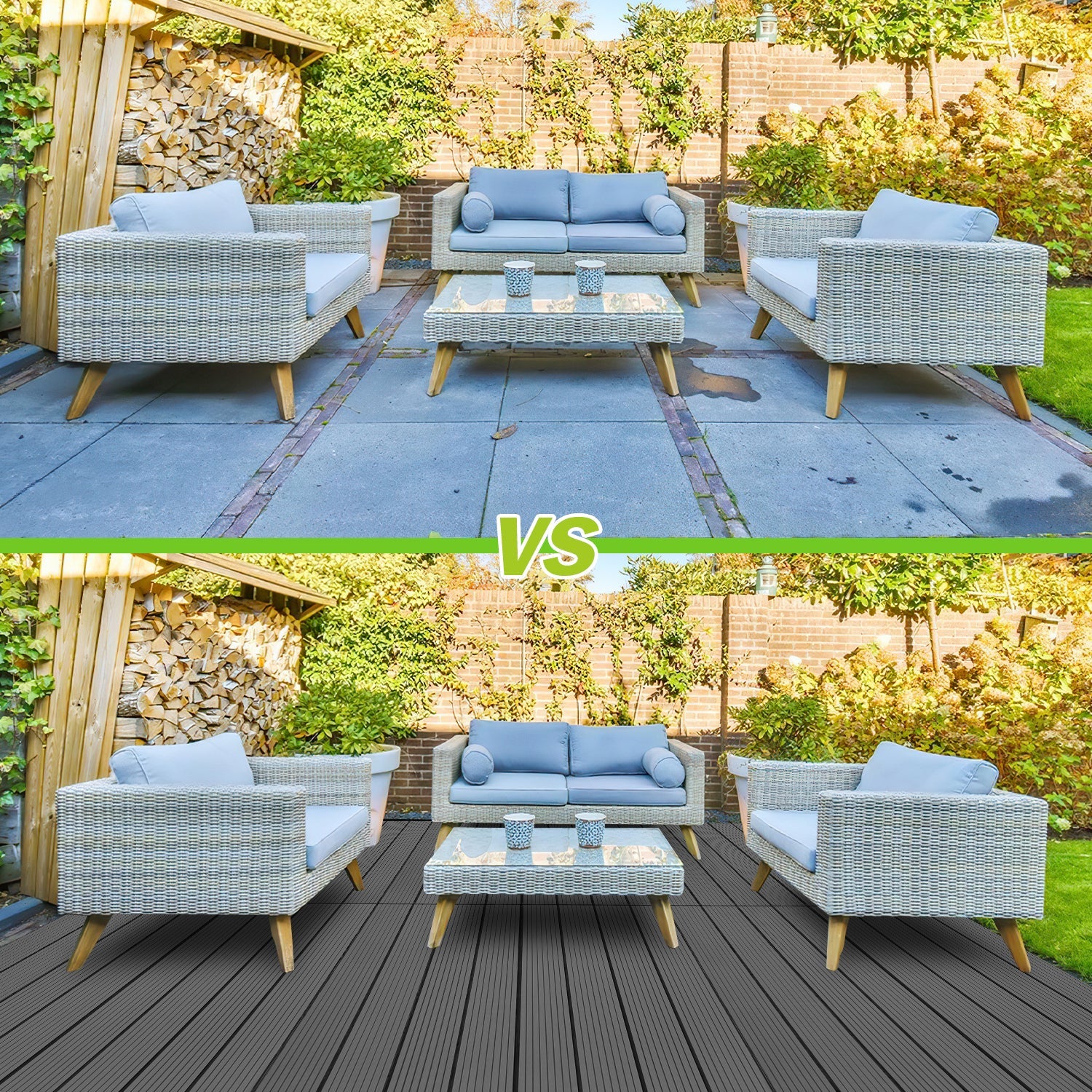 Cosmo Go WPC Terrassenfliesen 30x60cm 6er Set in Holzoptik