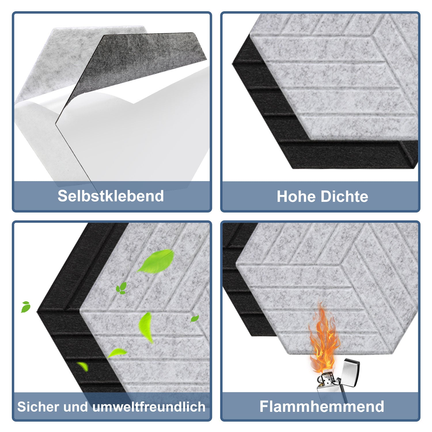 Cosmo Go Akustikplatten Wandpaneele Selbstklebend 12/18 Stück Hexagonal Schlieren