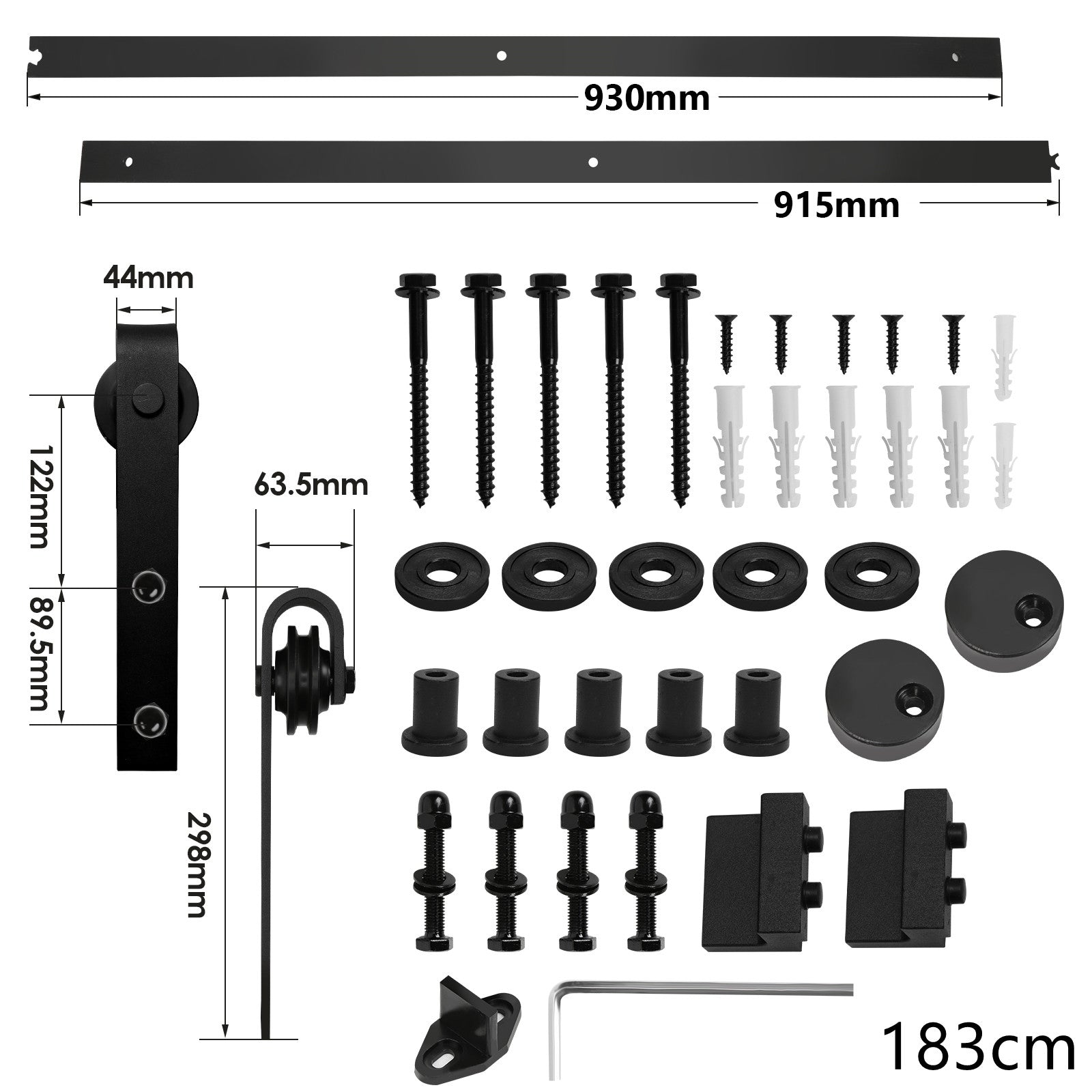 Cosmo Go Schiebetürbeschlag Set Schiebetürsystem 152cm/183cm/200cm/244cm/363cm