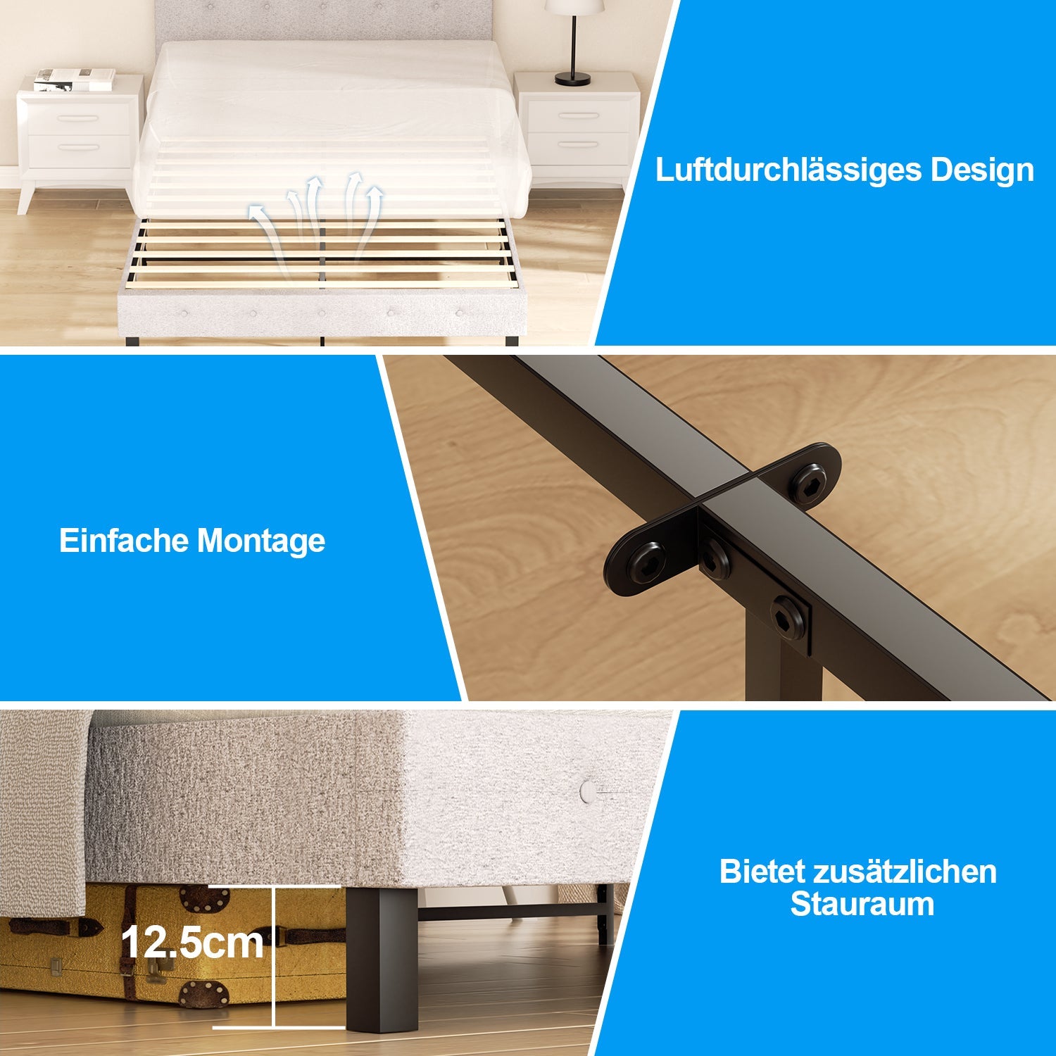 Cosmo Go Polsterbett bettgestell mit Kopfteil Weichem Stoff
