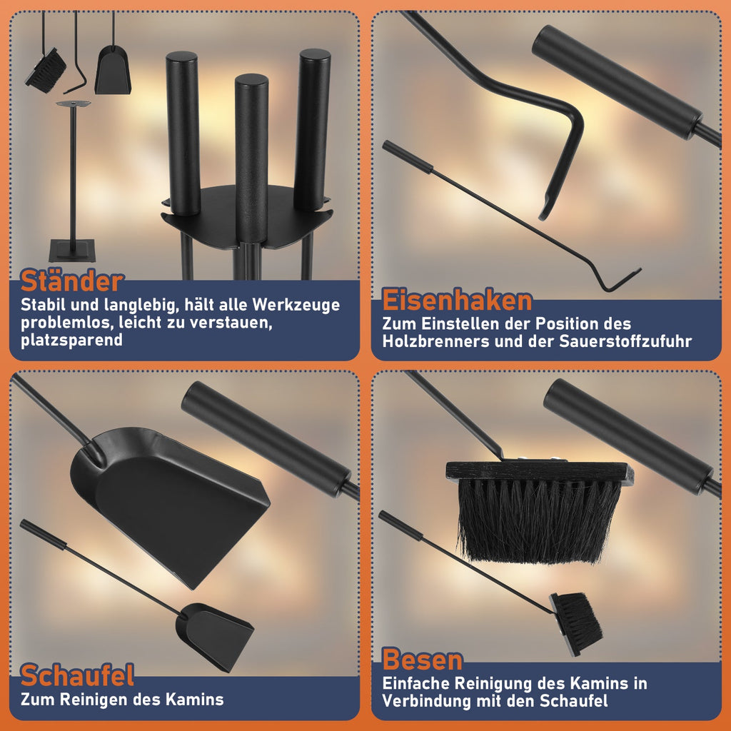 Cosmo Go Kaminbesteck 3 teilig Edelstahl Kaminbesteck Set