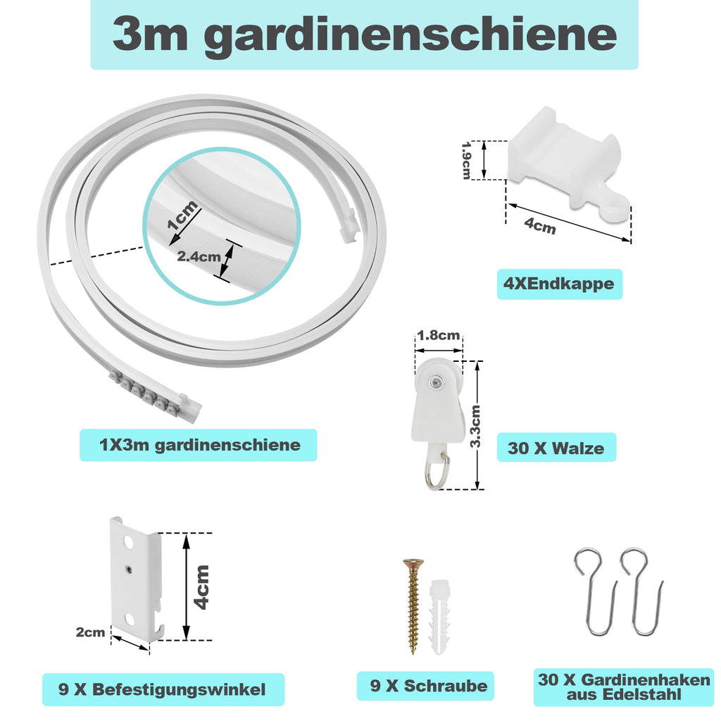 Cosmo Go Gardinenschiene Biegbar 3m/5m