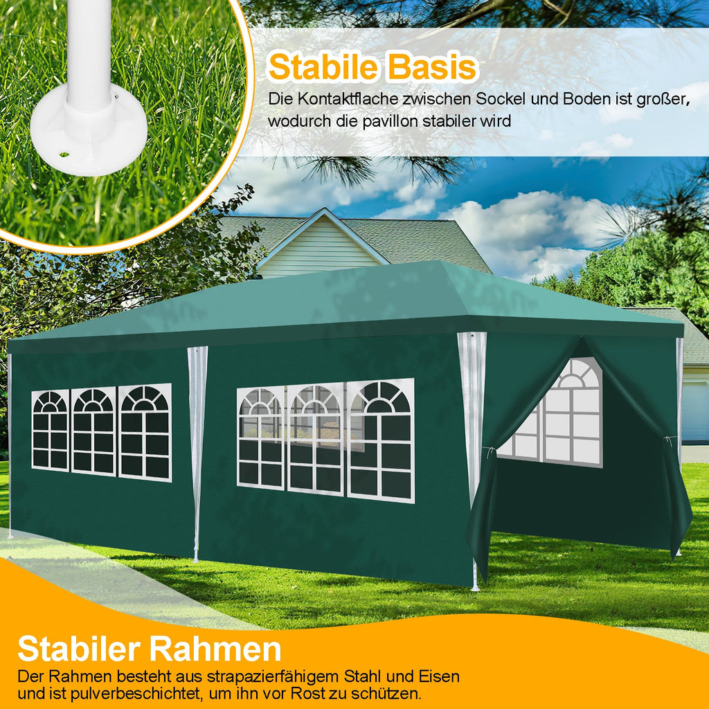 Cosmo Go Pavillon 3x6m Partyzelt Wasserdicht mit Seitenteilen