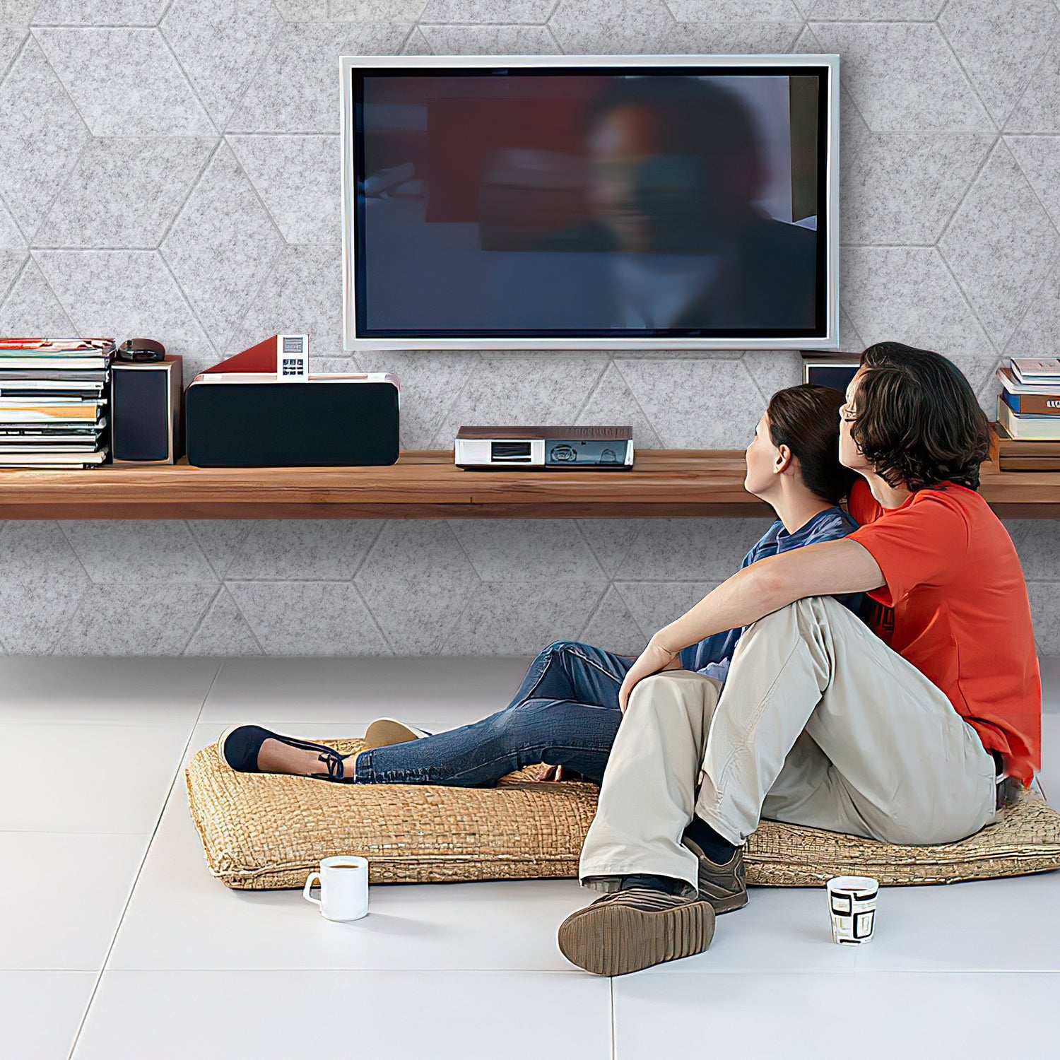 Cosmo Go Akustikplatten Wandpaneele Selbstklebend 12/18 Stück Hexagonal Kerben