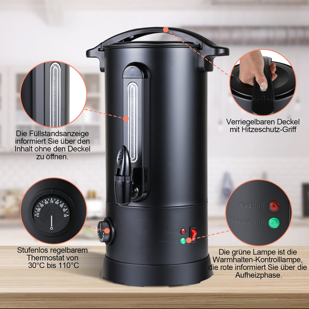 Cosmo Go Glühweinkocher Glühweintopf Edelstahl 1800W 10L