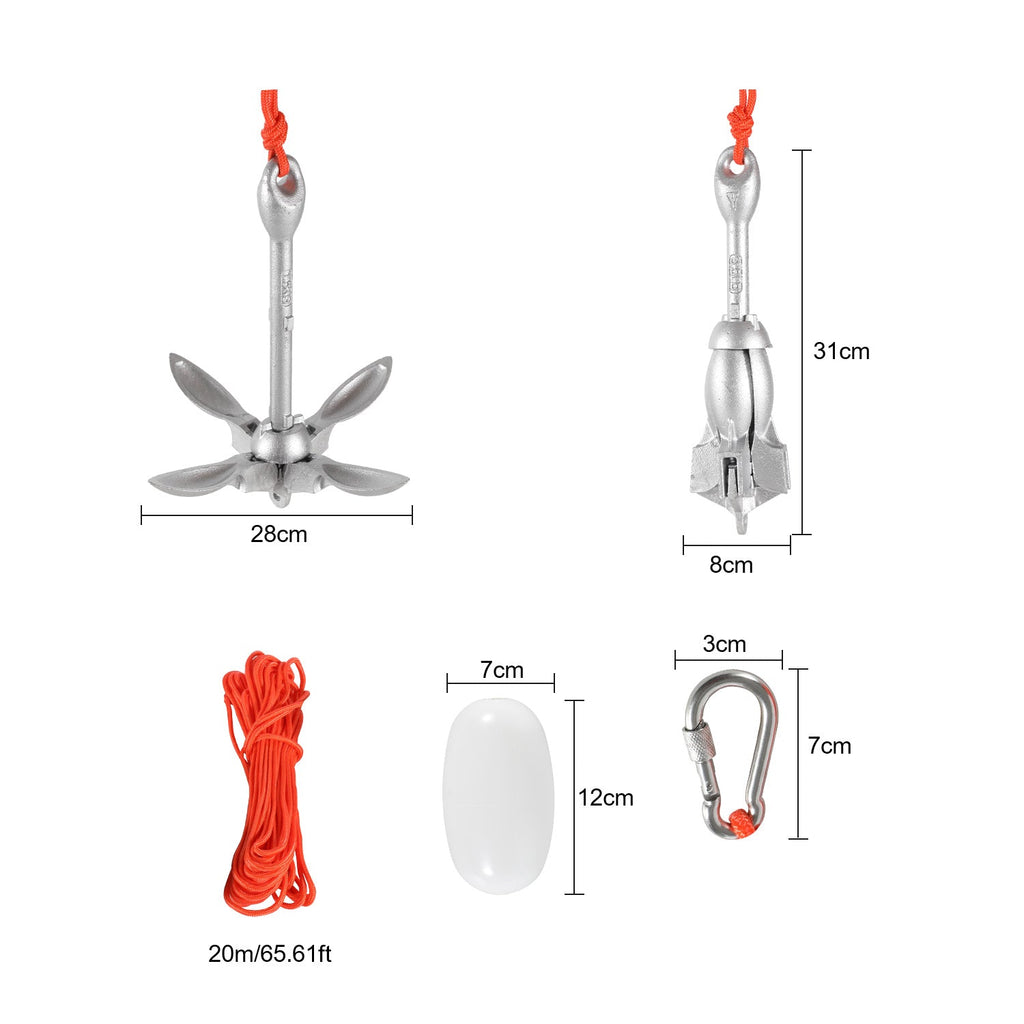 Cosmo Go Bootsanker mit 6mm x 20m Seil Faltanker 0.7kg/1.5kg