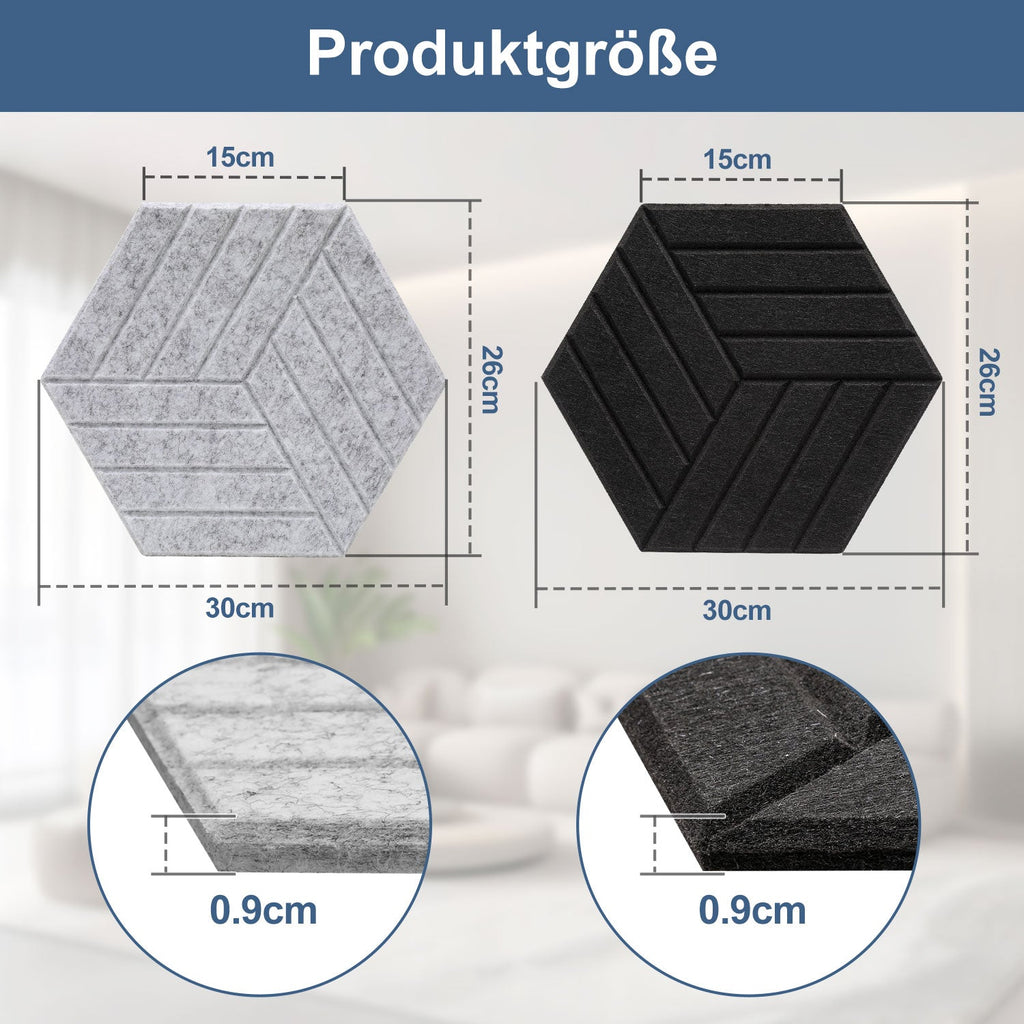 Cosmo Go Akustikplatten Wandpaneele Selbstklebend 12/18 Stück Hexagonal Schlieren