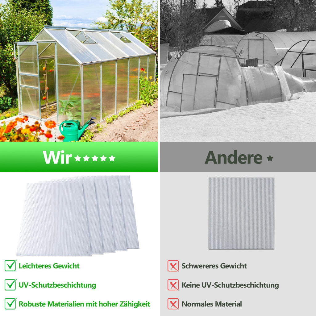Cosmo Go Polycarbonat Hohlkammerstegplatten 8mm 5 Stück für Gewächshaus