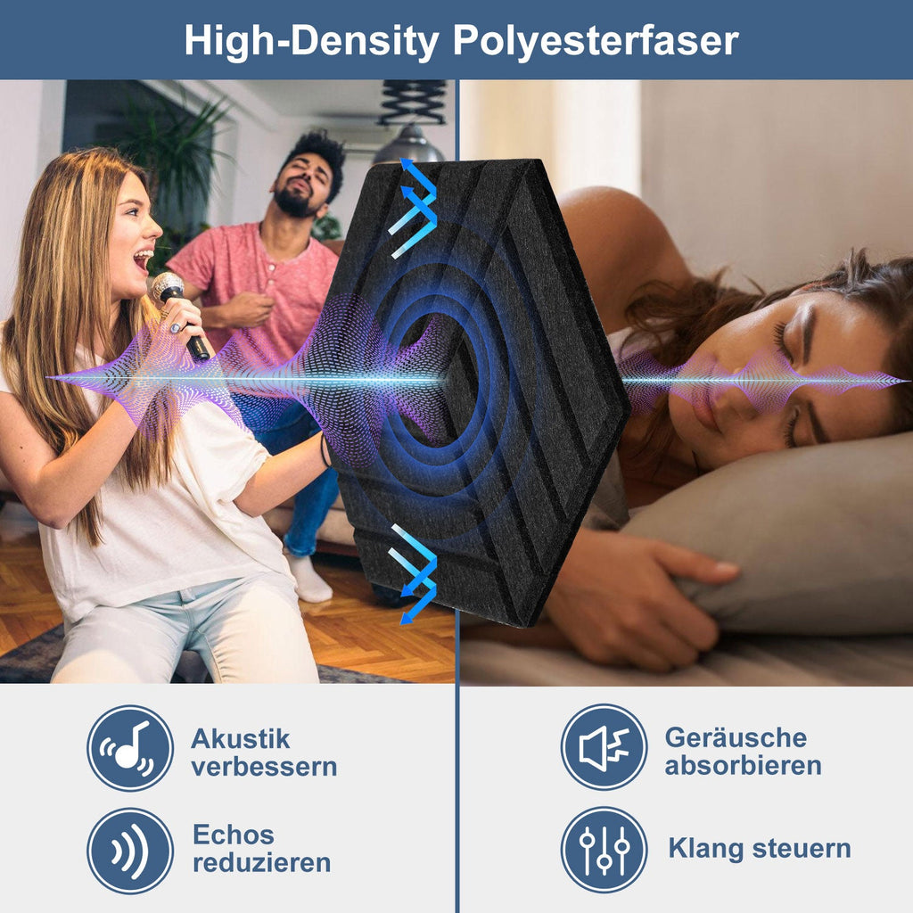 Cosmo Go Akustikplatten Wandpaneele Selbstklebend 12/18 Stück Hexagonal Schlieren