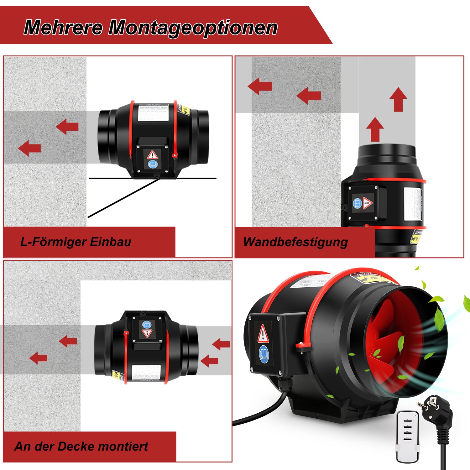 Cosmo Go Rauchabzug Rohrventilator mit Fernsteuerung 100mm/150mm