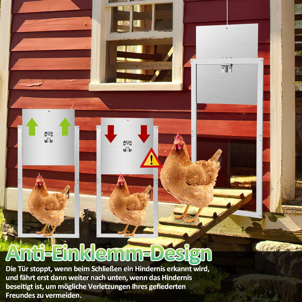 Cosmo Go Automatische Hühnerklappe mit Lichtsensor, Zeitschaltuhr, LED Display