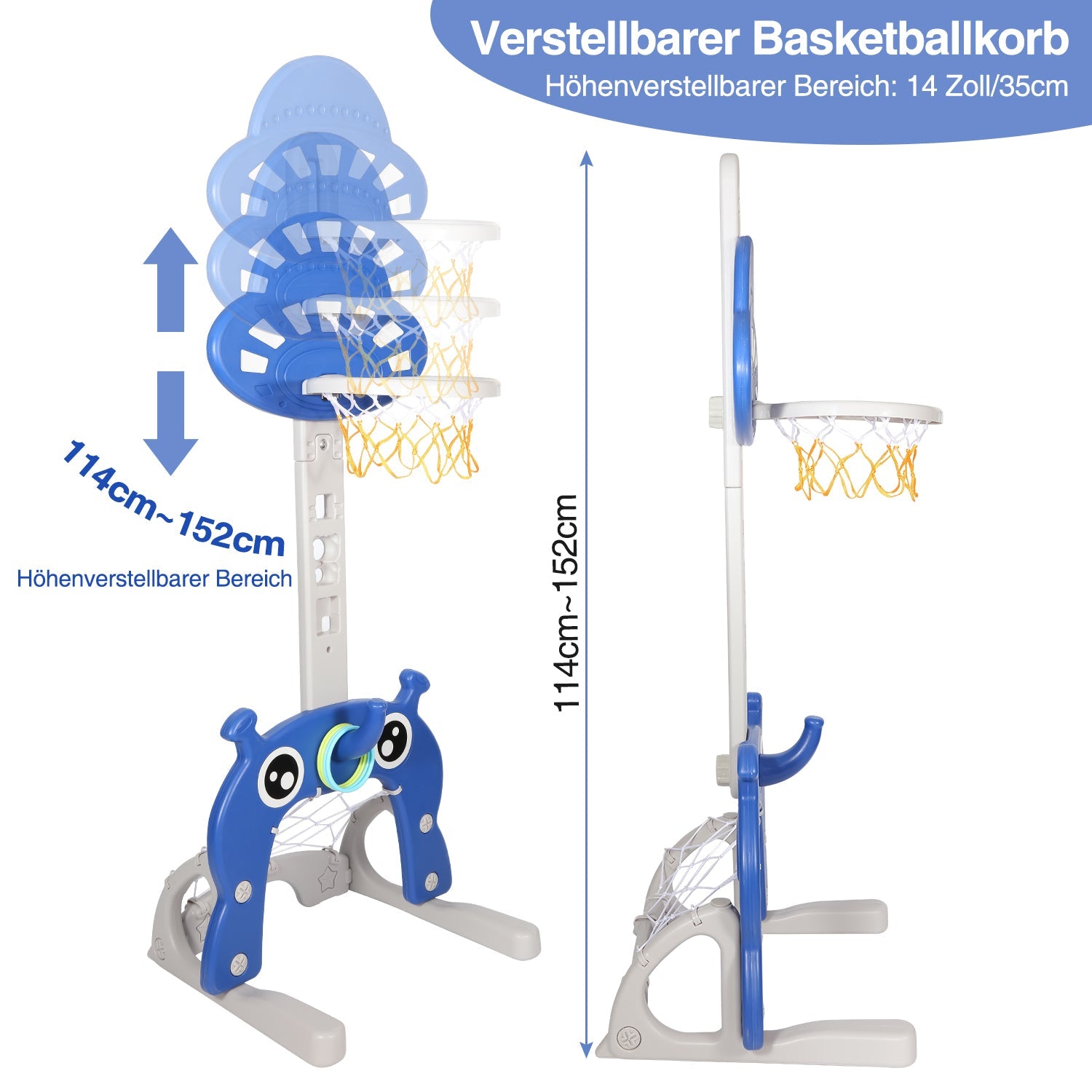 Cosmo Go Kinder Basketballkorb Set 4 in 1 höhenverstellbarer