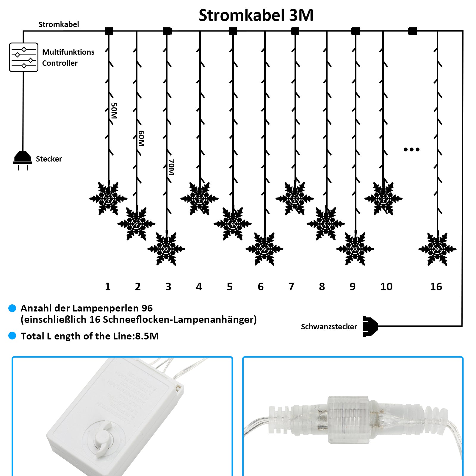 Cosmo Go LED Lichterkette Schneeflocke IP44