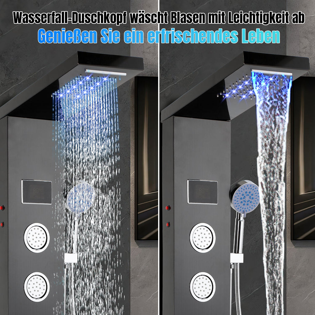 Cosmo Go Duschpaneel Wandduschpaneel 5 Funktionen Edelstahl Schwarz