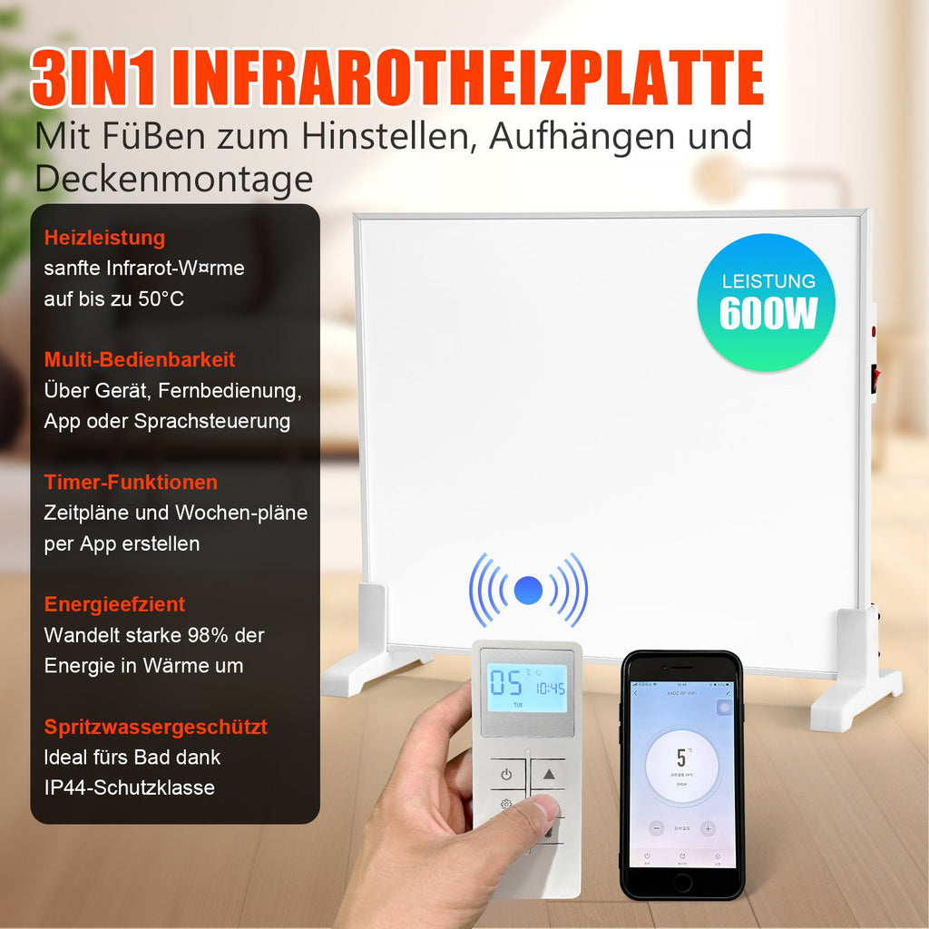 Cosmo Go Infrarotheizung Thermostat APP Fernbedienung 300-1200 W