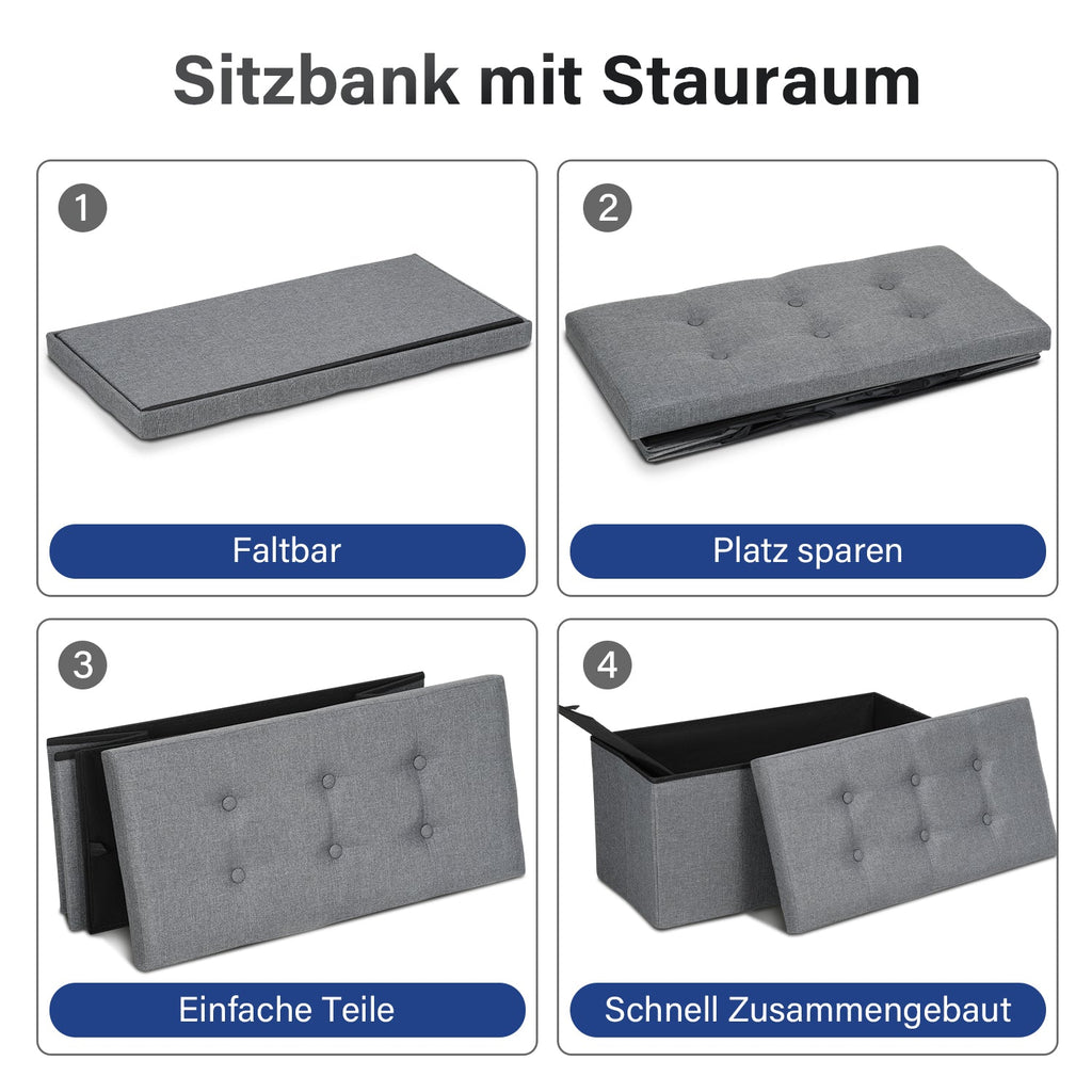 Cosmo Go Sitzhocker mit Stauraum Aufbewahrungsbox 76x38x38cm
