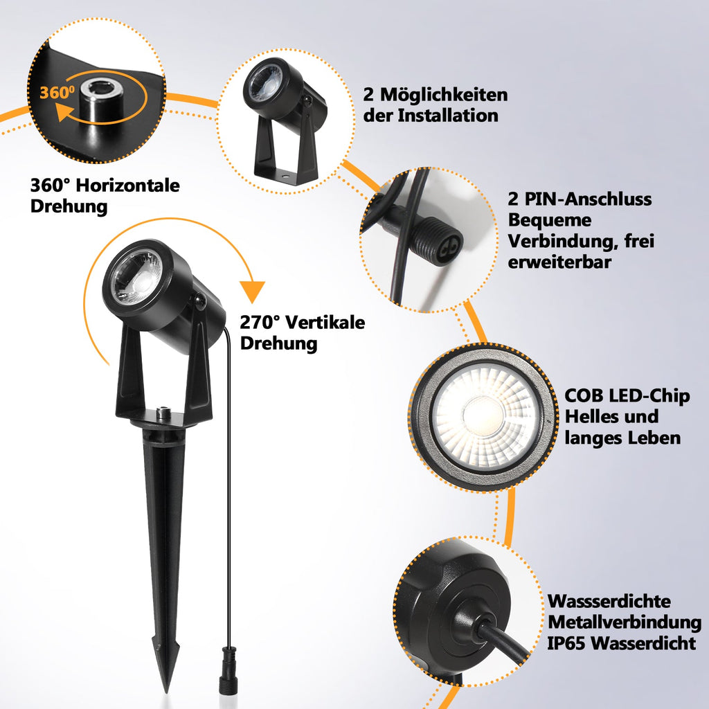 Cosmo Go LED Gartenbeleuchtung Gartenleuchte Warmweiß IP65 6er Set