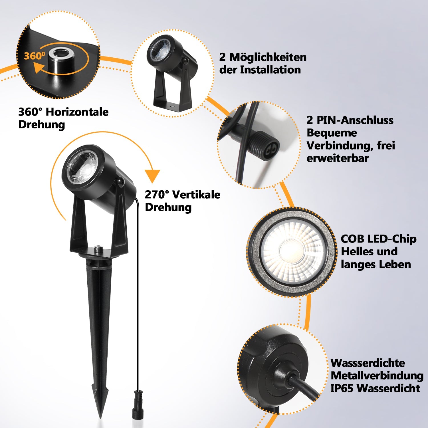 Cosmo Go LED Gartenbeleuchtung Gartenleuchte Warmweiß IP65 6er Set