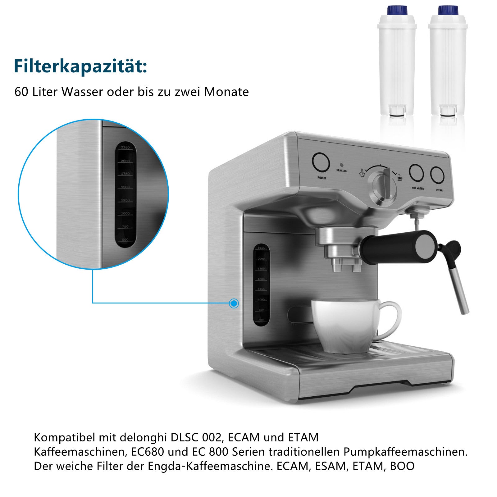 Cosmo Go Wasserfilter für Delonghi kompatibel für DLSC002 ECAM ETAM