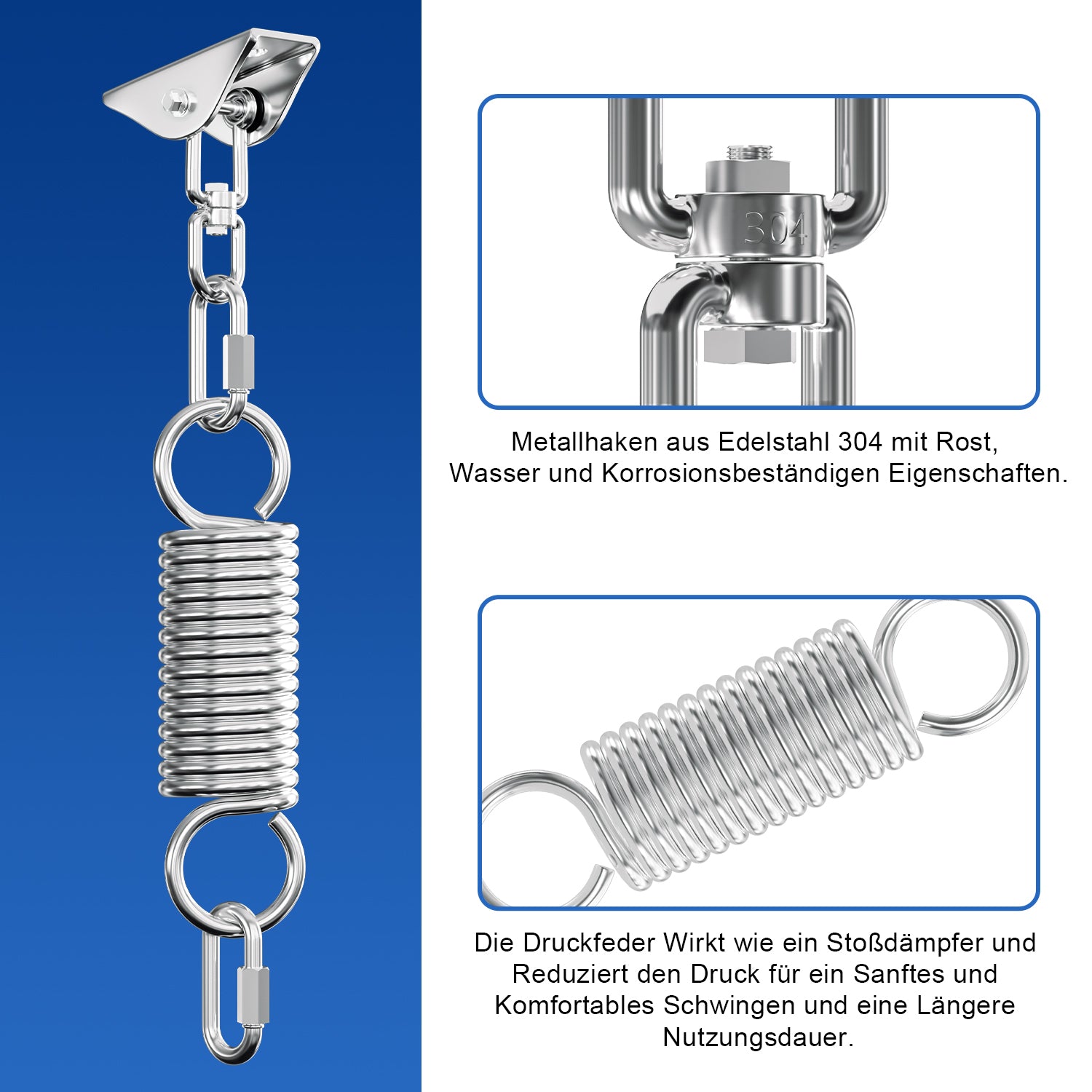 Cosmo Go 2 Stück Deckenhaken Edelstahl Schwingfeder