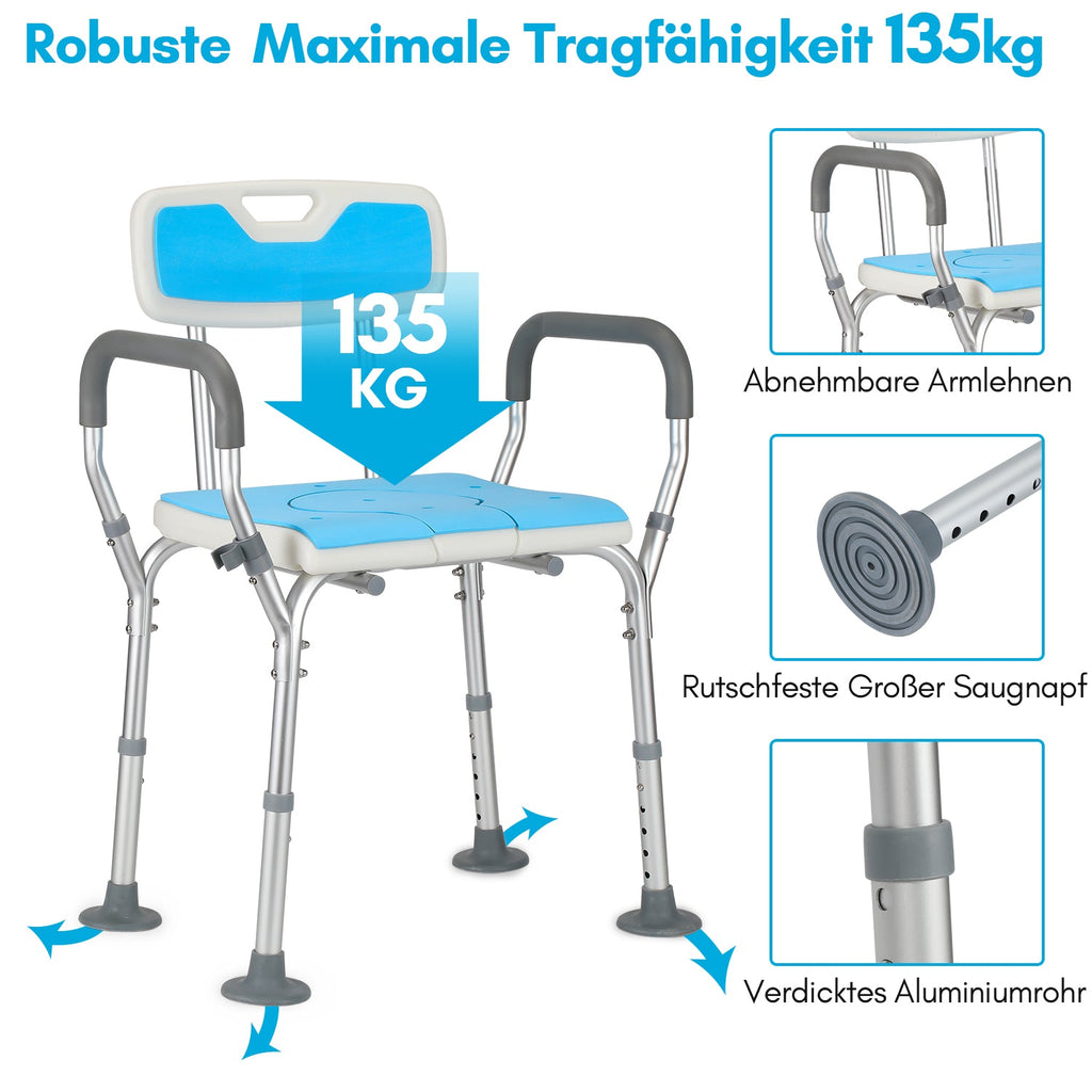 Cosmo Go Duschhocker für senioren Duschstuhl mit Rückenlehne