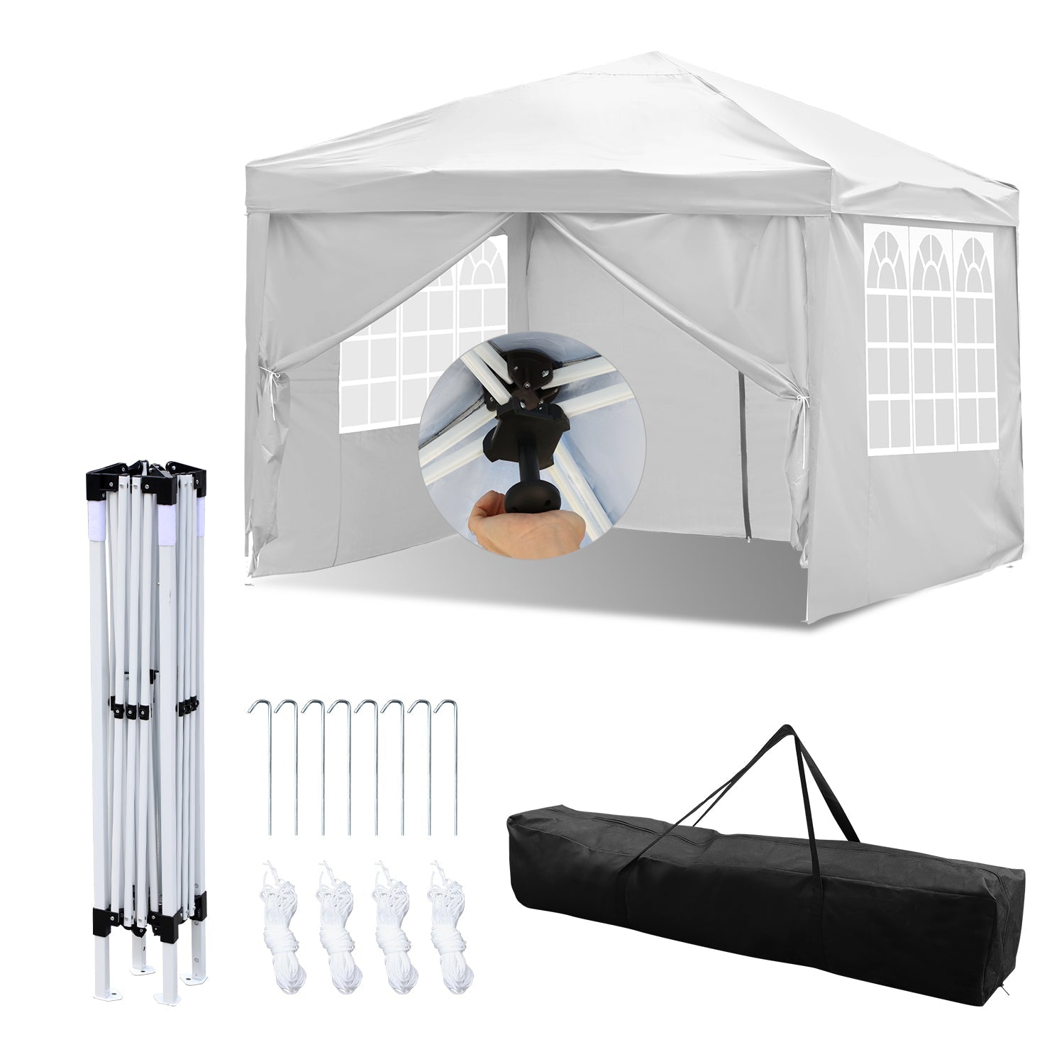 Cosmo Go Pop-Up Pavillon Gazebo mit Zentralverriegelung 3x3m mit Seiten