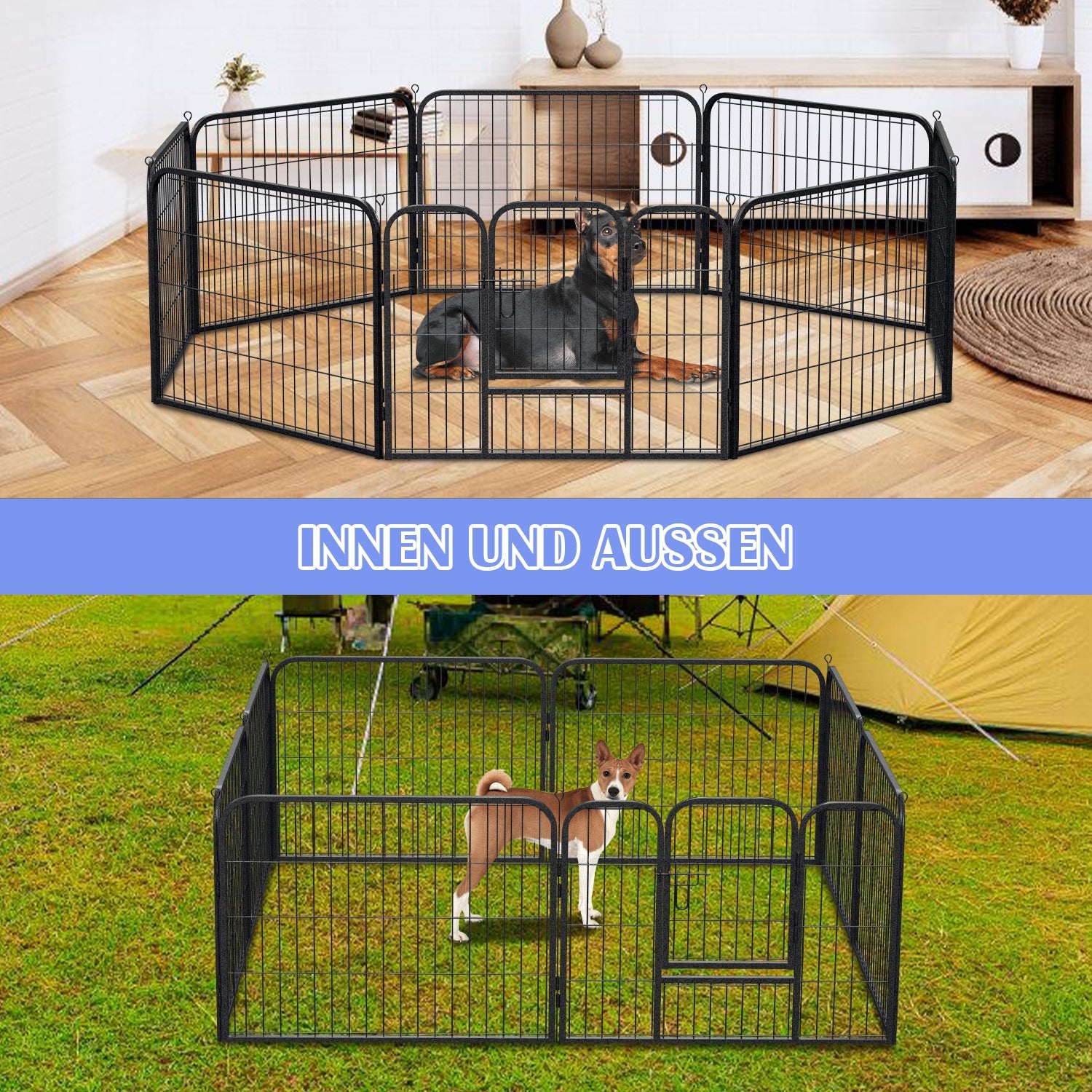 Cosmo Go Welpenlaufstall 8-teilig 60cm hoch Faltbar