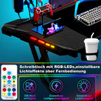 Cosmo Go Gaming Schreibtisch Gaming Tisch 120/140cm mit LED Fernbedienung