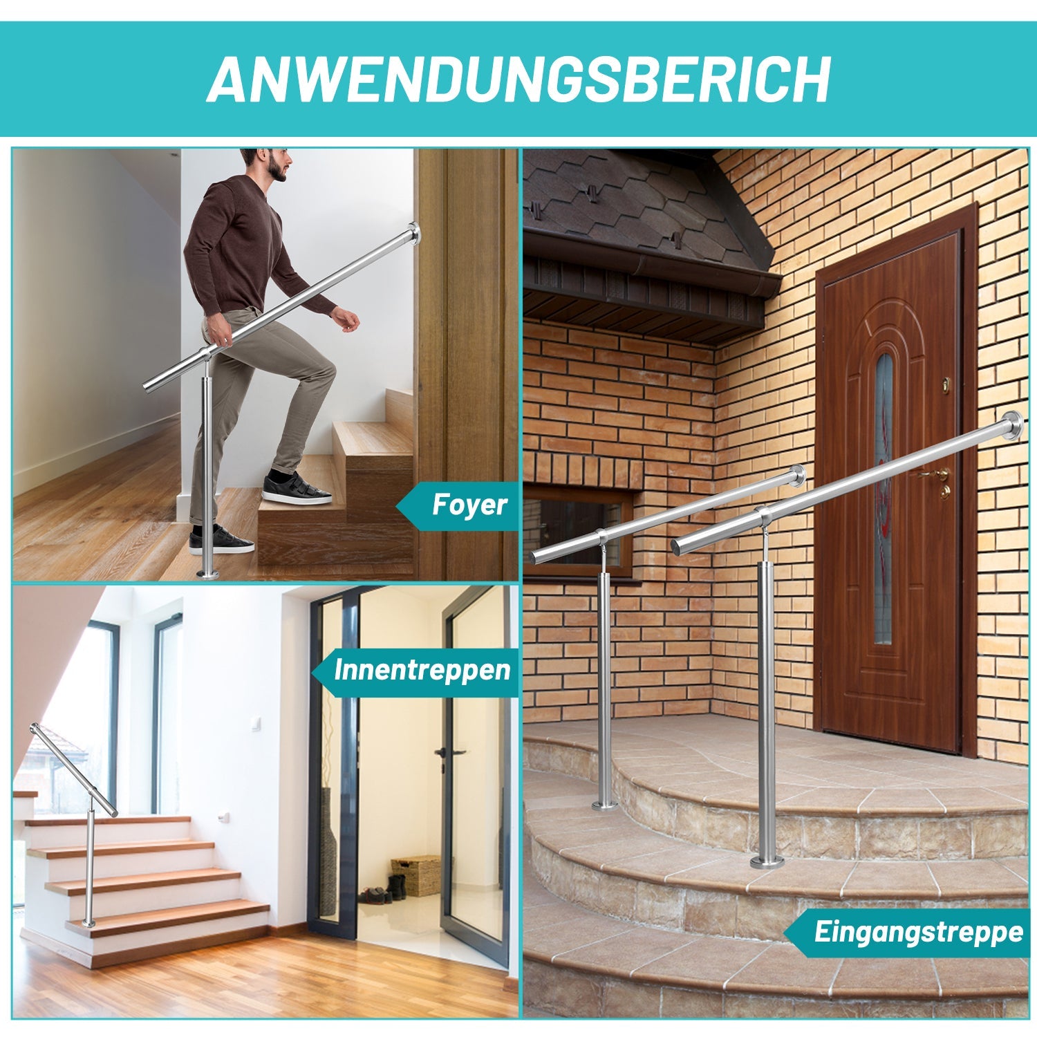 Cosmo Go Eingangsgeländer Edelstahl 80-180cm
