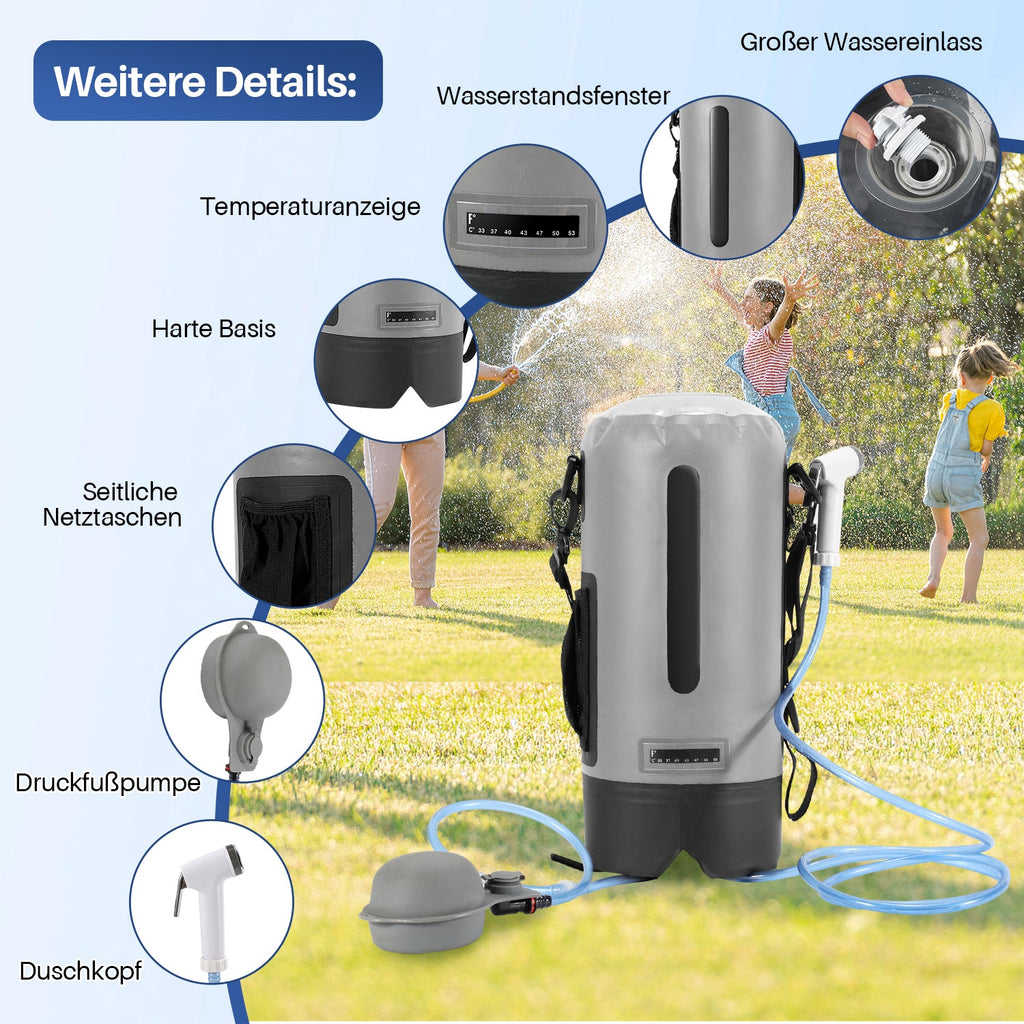 Cosmo Go Campingdusche 12L Tragbarmit Fusspumpe