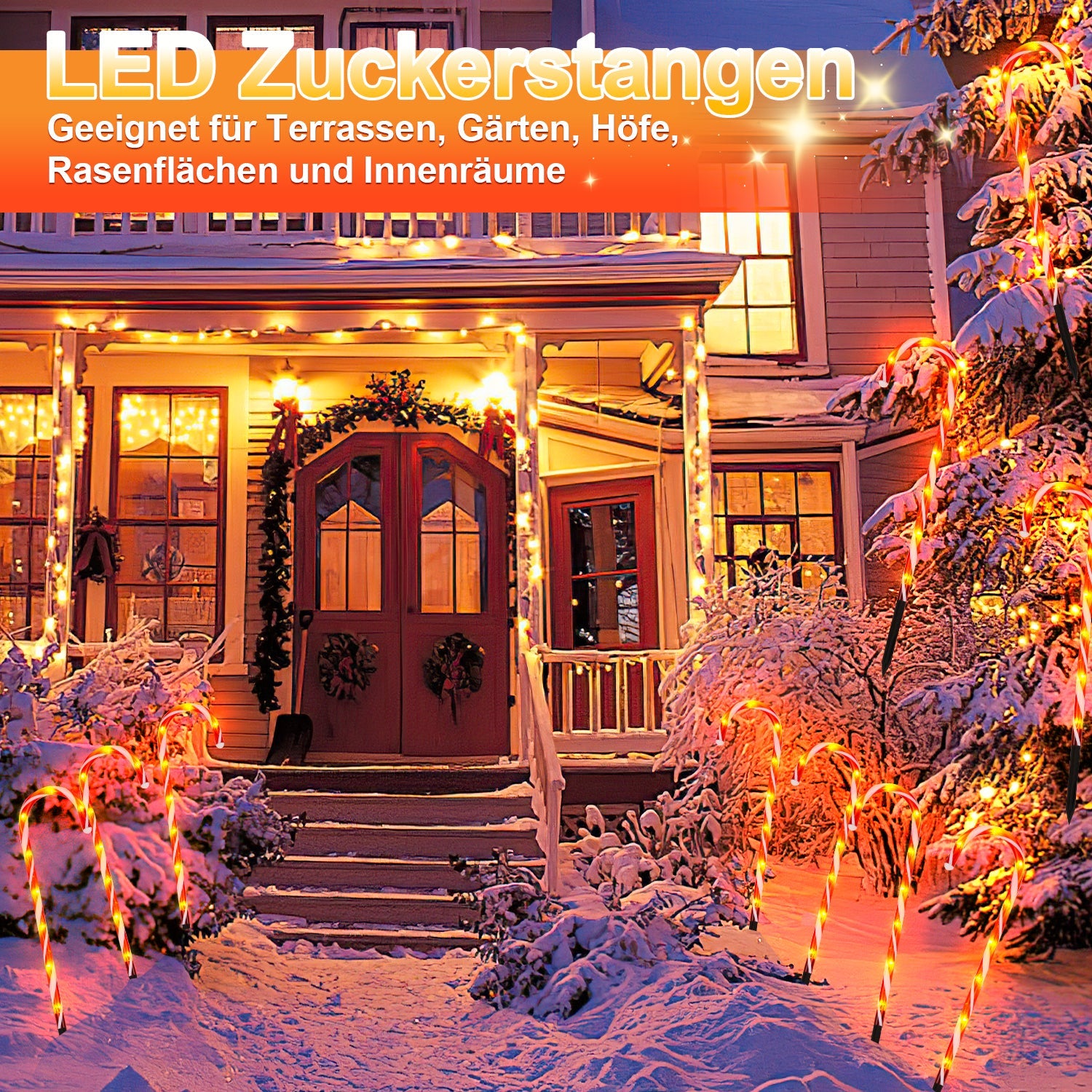 Cosmo Go 4x LED Zuckerstangen Weihnachtsdeko Außenleuchte