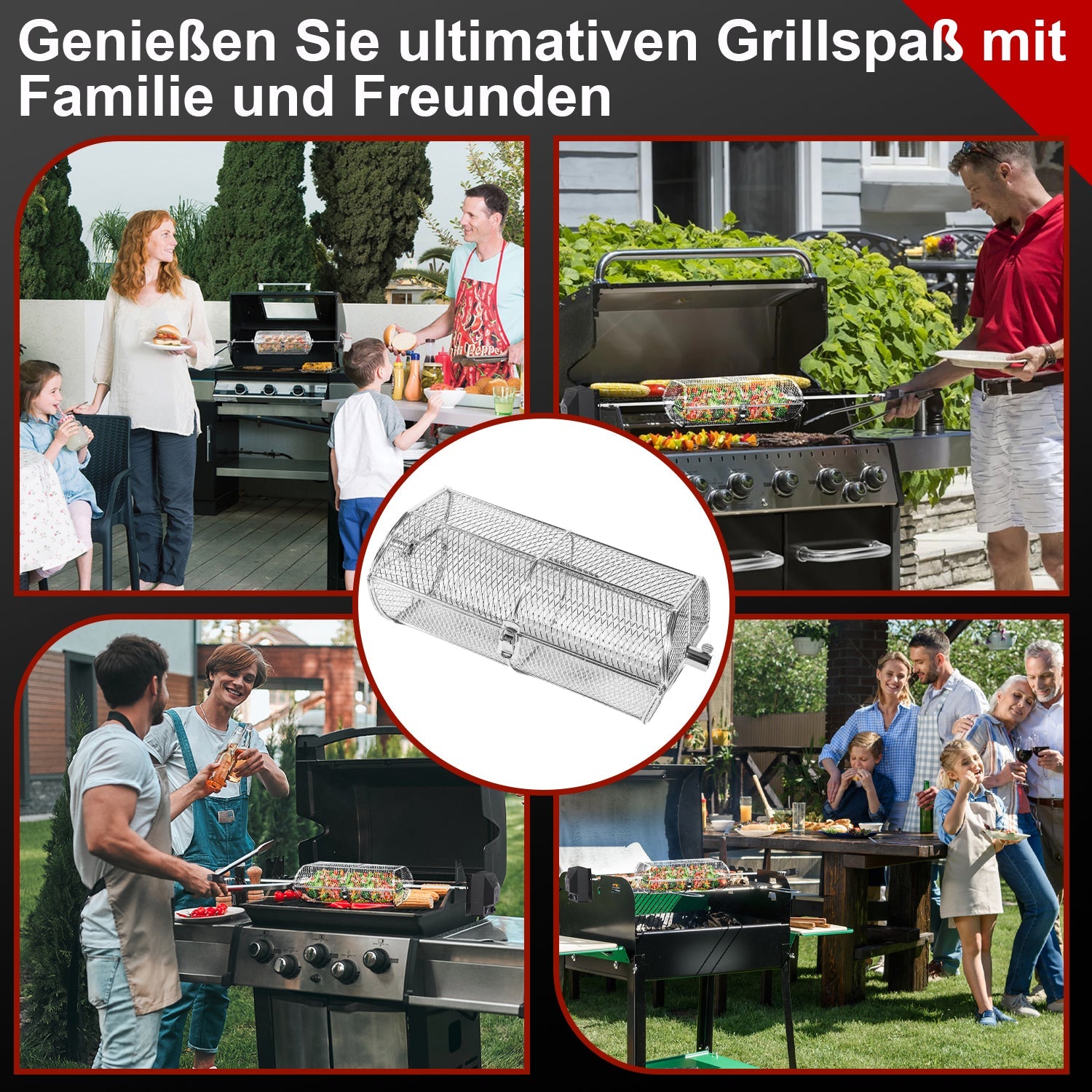 Cosmo Go Grillkorb Grillkorb Edelstahl für Drehspieß