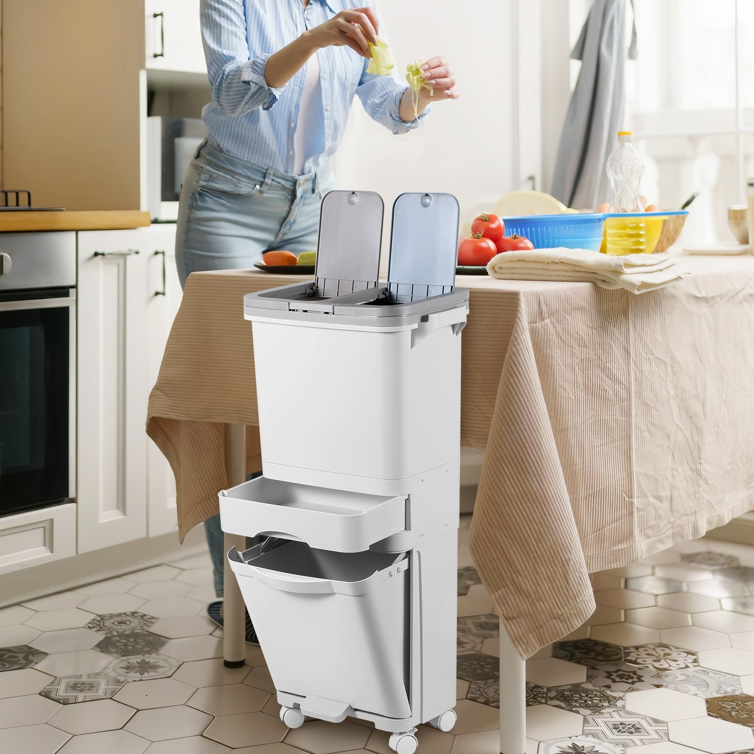 Cosmo Go Mülleimer Küche 42L Mülltrennsystem 3 Fächer