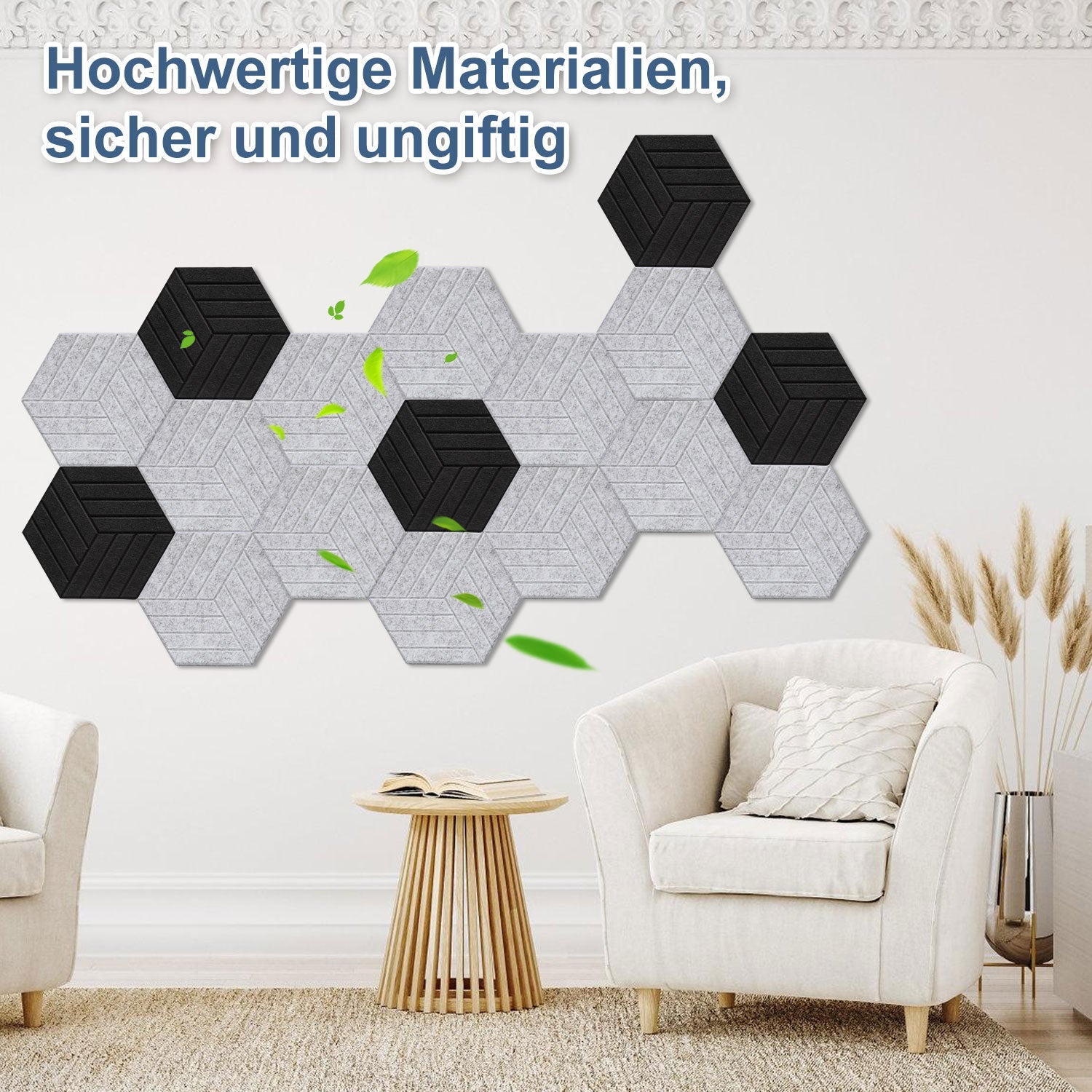 Cosmo Go Akustikplatten Wandpaneele Selbstklebend 12/18 Stück Hexagonal Schlieren