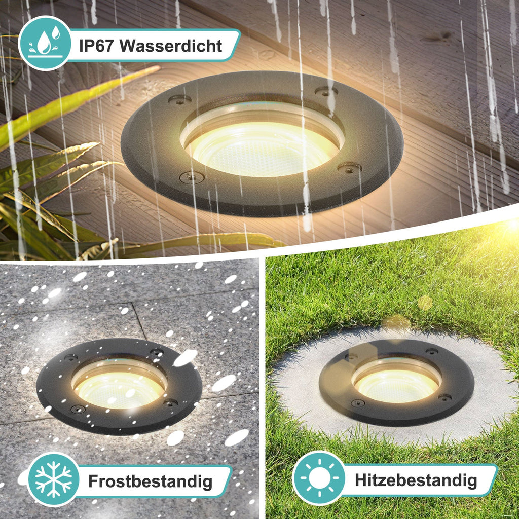 Cosmo Go LED Bodeneinbaustrahler 3W Naturweiß mit Mattierten Ersatzlinsen