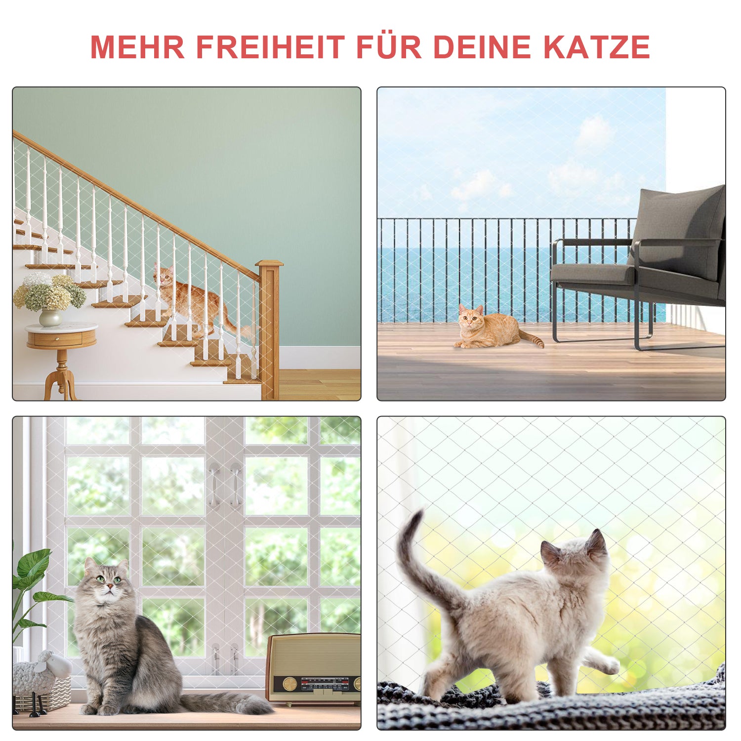 Cosmo Go Katzennetz Balkonnetz Sicherheitsnetz 3x8m