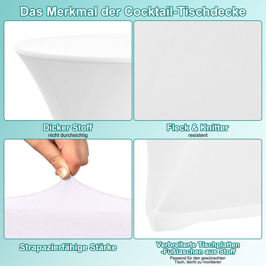 Cosmo Go Stehtischhusse Stretch Tischdecke Weiß