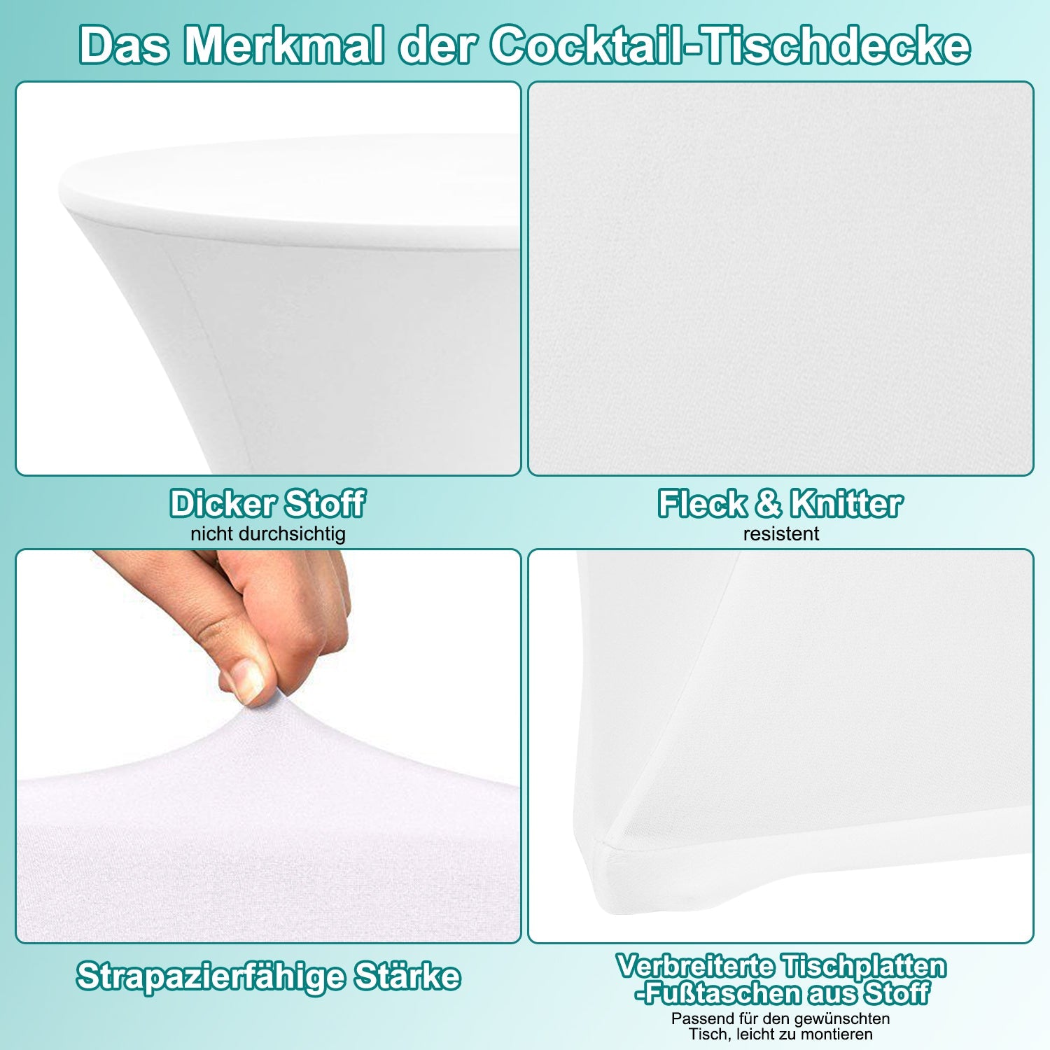 Cosmo Go Stehtischhusse Stretch Tischdecke Weiß