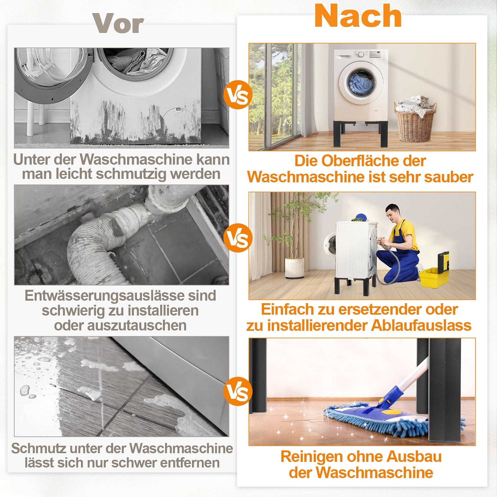 Cosmo Go Waschmaschinen Untergestell mit Skala 50-80cm Einstellbare