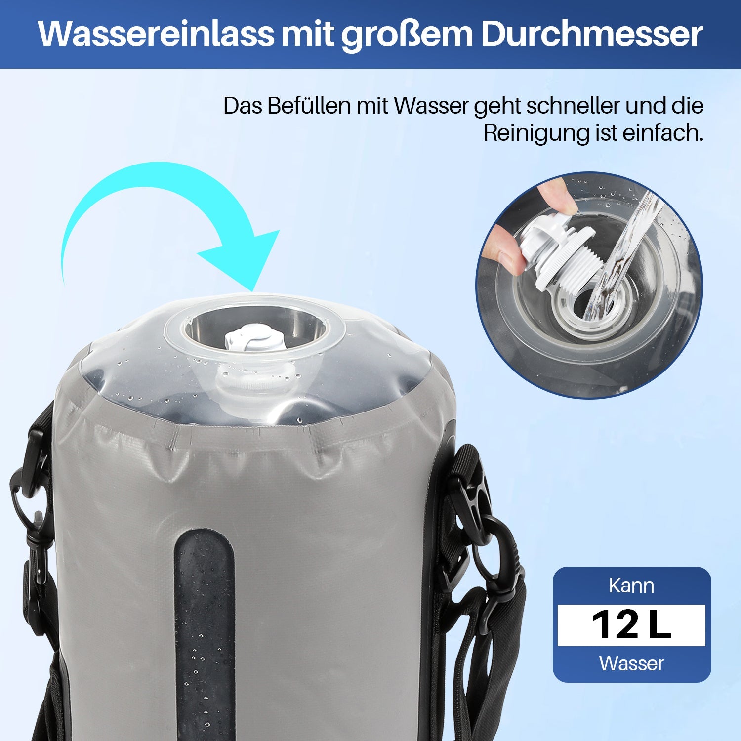 Cosmo Go Campingdusche 12L Tragbarmit Fusspumpe