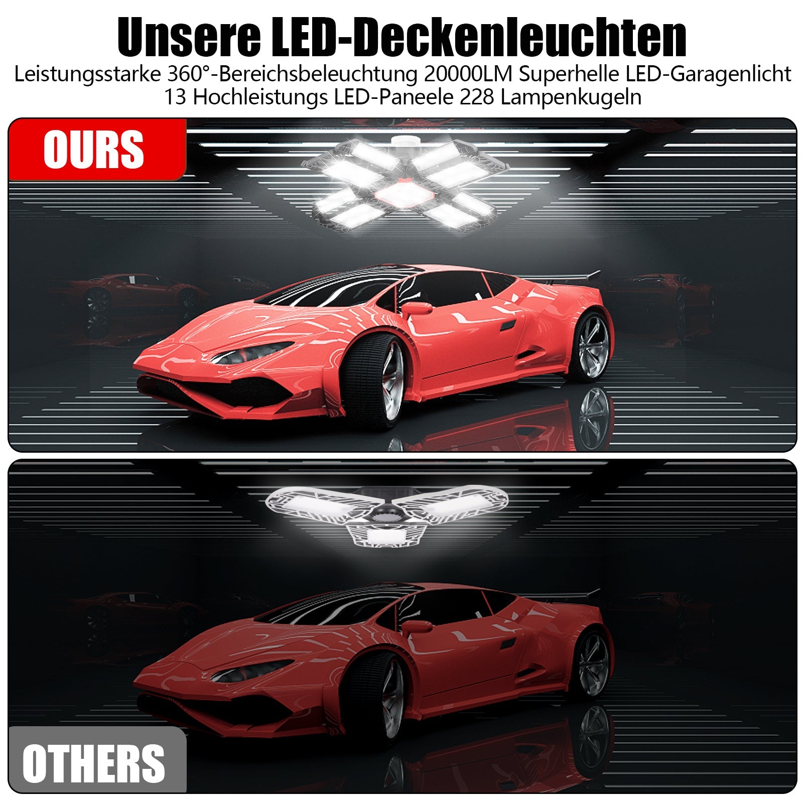 Cosmo Go Led Werkstatt Deckenleuchte Verstellbaren Paneelen 200W